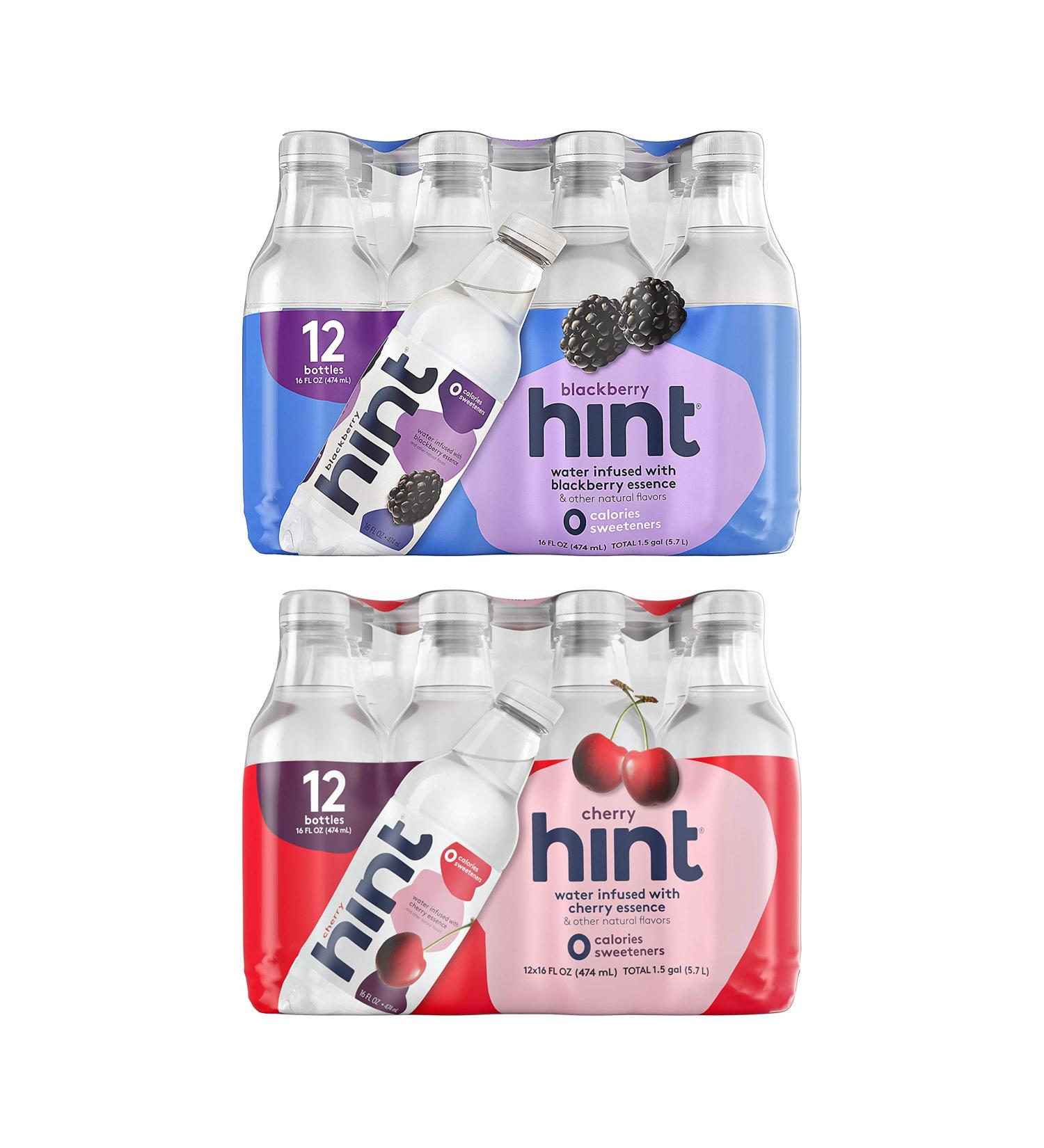 Hint Water Blackberry and Cherry Variety Pack - 24 Bottles, 16oz Each, Zero Calories, Zero Sugar, Zero Sweeteners - Buy Online on SooperMarket.com