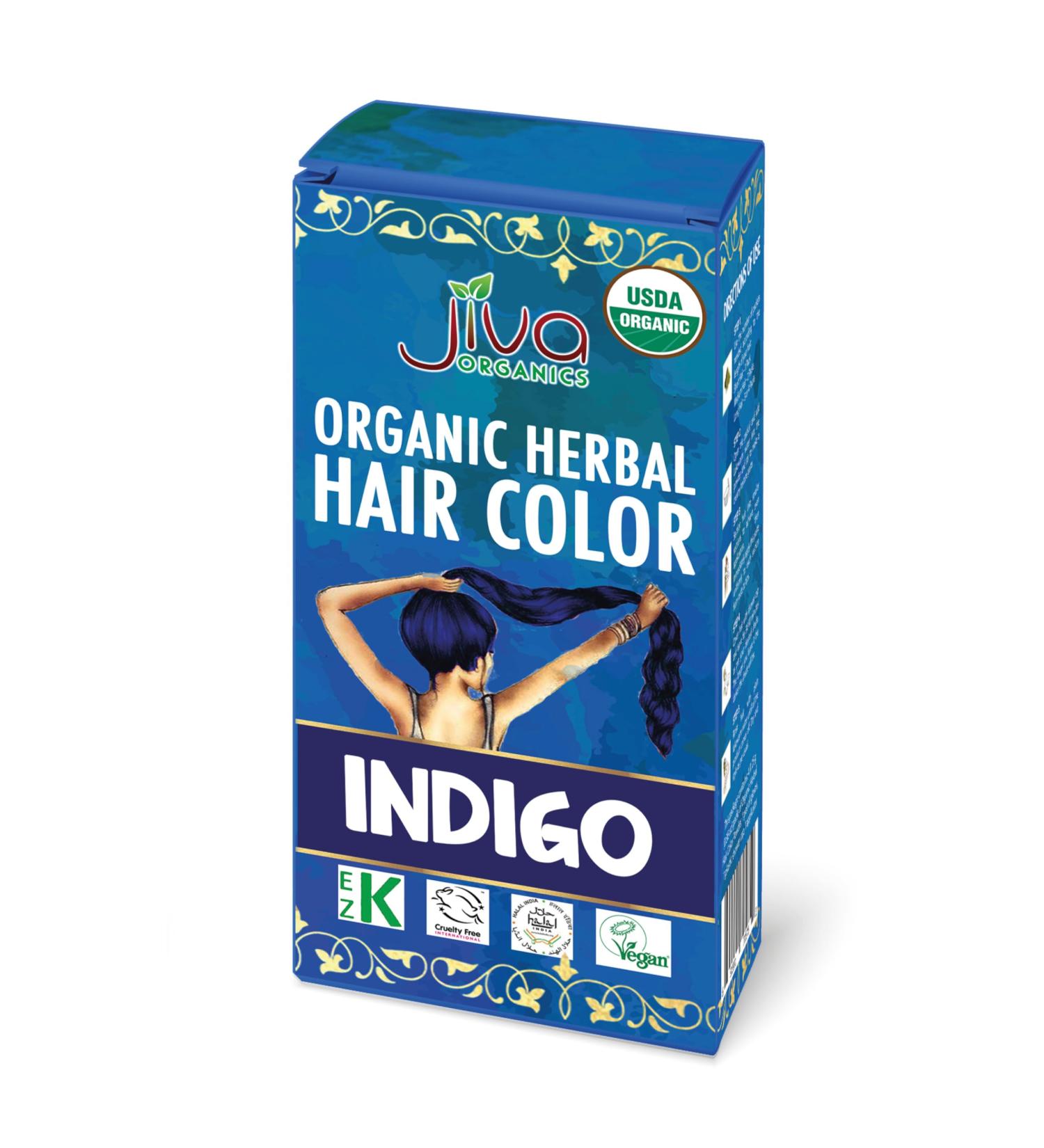 Jiva Organic Indigo Powder for Hair Color - 100% Pure Vegan & Kosher - Chemical-Free Herbal Hair Dye (3.5 Oz - Buy Online on SooperMarket.com