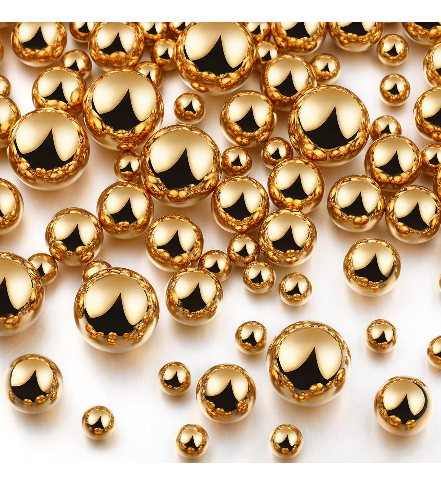 Junkin 150-Piece Gold Faux Pearl Vase Filler for Home Party Wedding Decor - Round Pearls in Mixed Sizes - No Hole Gloss Makeup Beads - 8/14/20 mm - Buy Online on SooperMarket.com