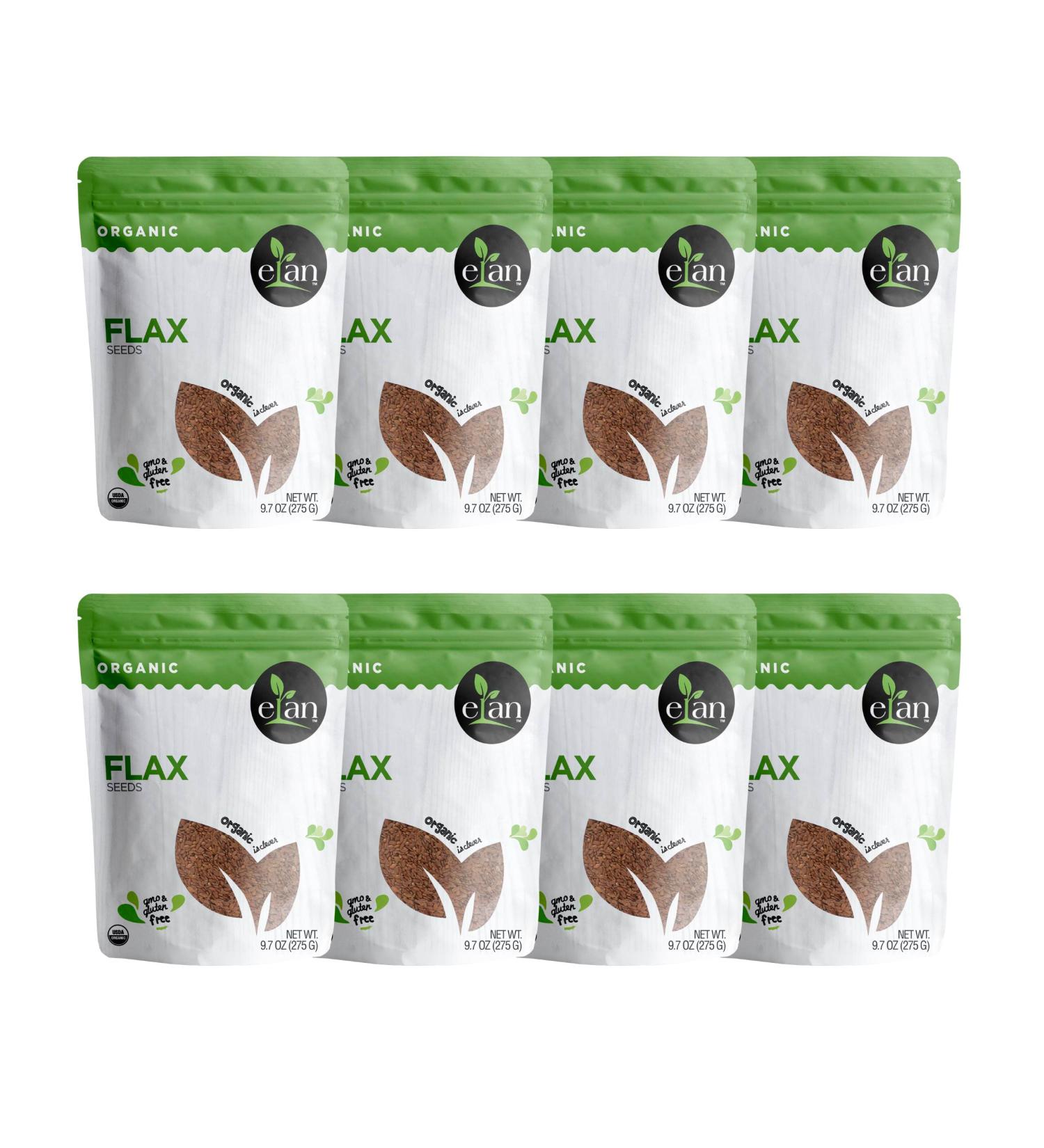 Elan Organic Flax Seeds 77.6 oz (8 Pack) - Premium Quality Superfood - Buy Online on SooperMarket.com