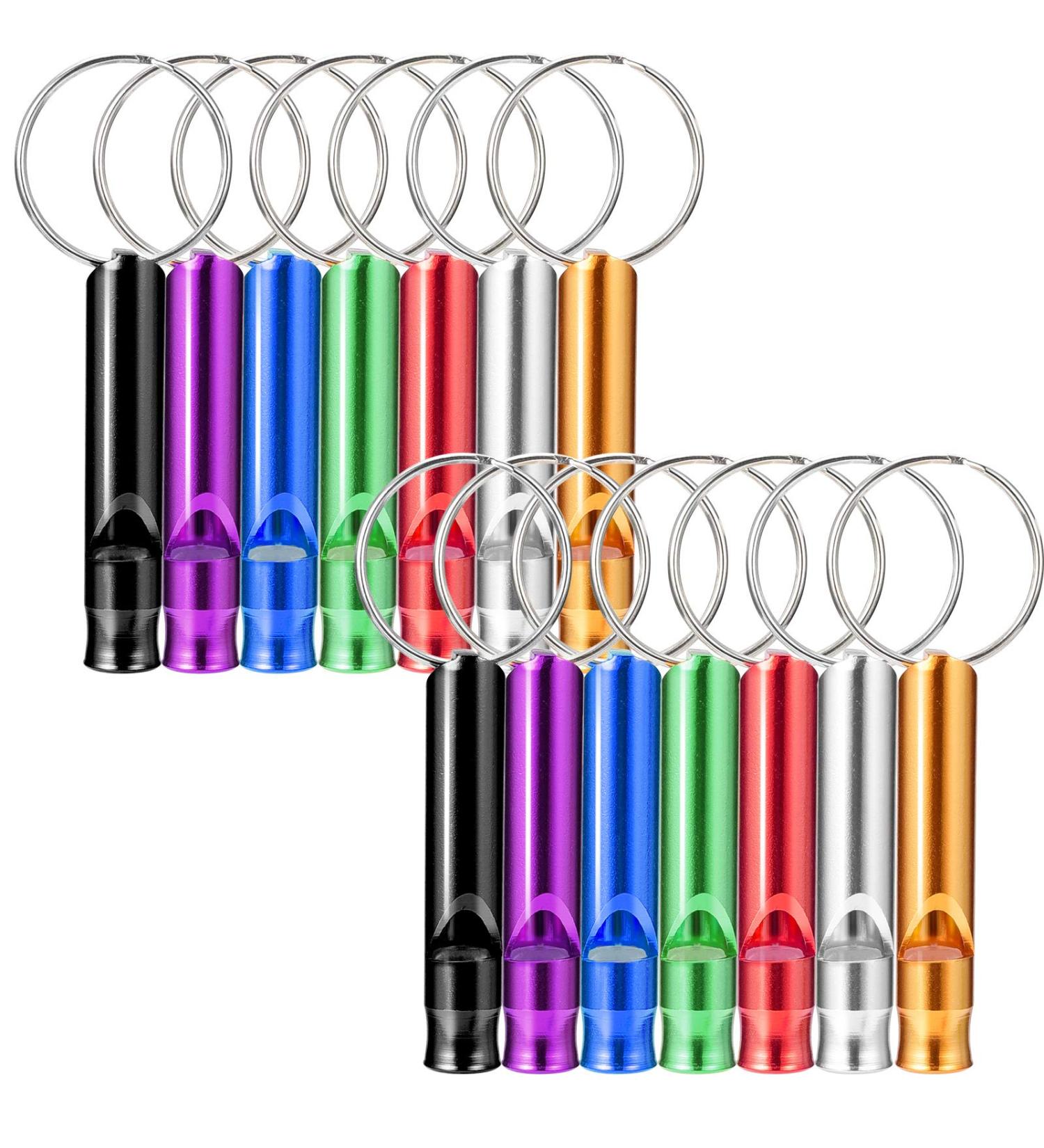 Irich 14-Piece Aluminum Alloy Sport Pipe Set - Whistle Triller with Key Rings for Football Sports and Survival - Random Colors - Buy Online on SooperMarket.com