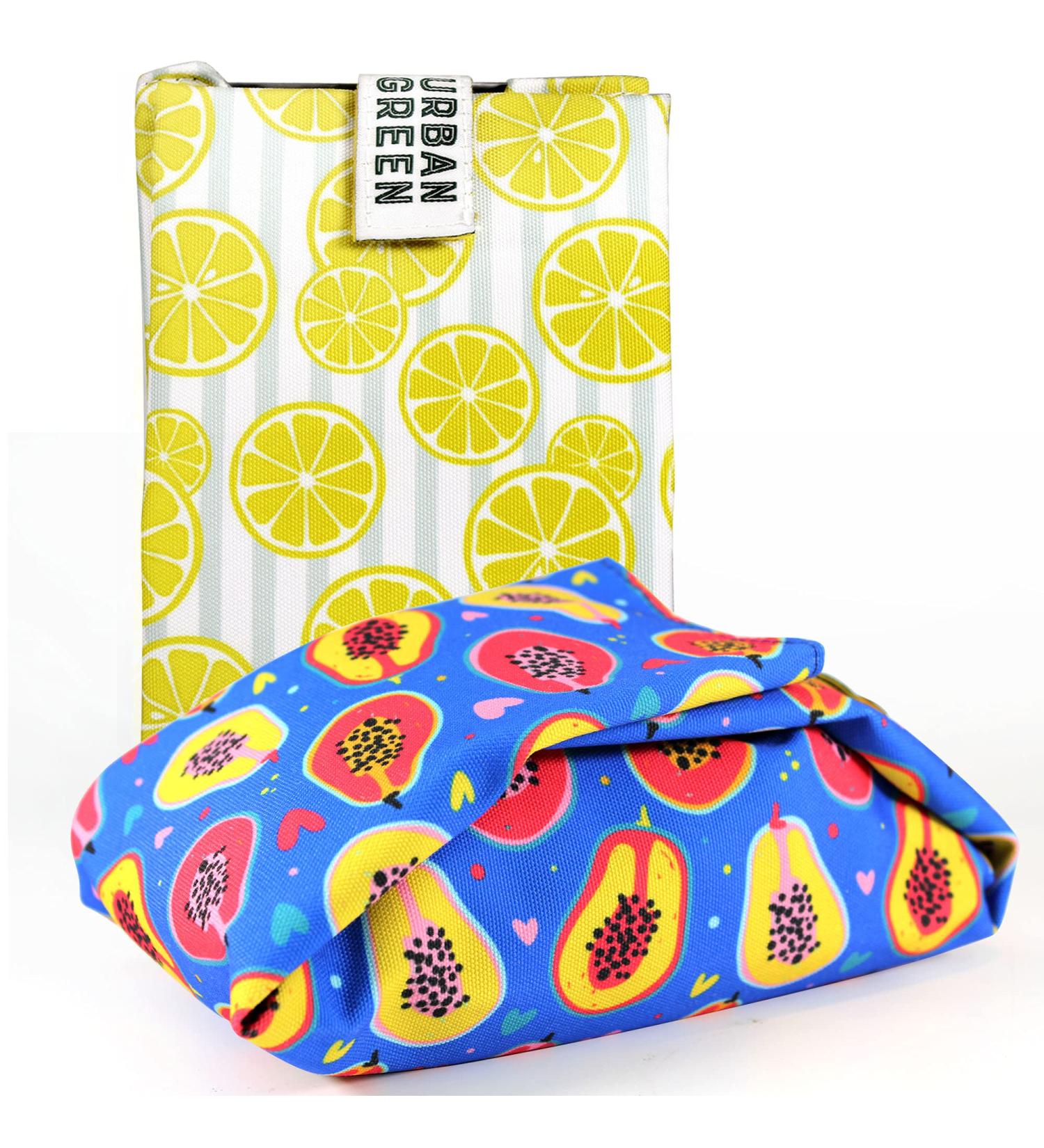 Urban Green Reusable Sandwich Wraps - Lemon & Avocado (Pack of 2) | Deli Food Wrap & Snack Bag Set - Buy Online on SooperMarket.com