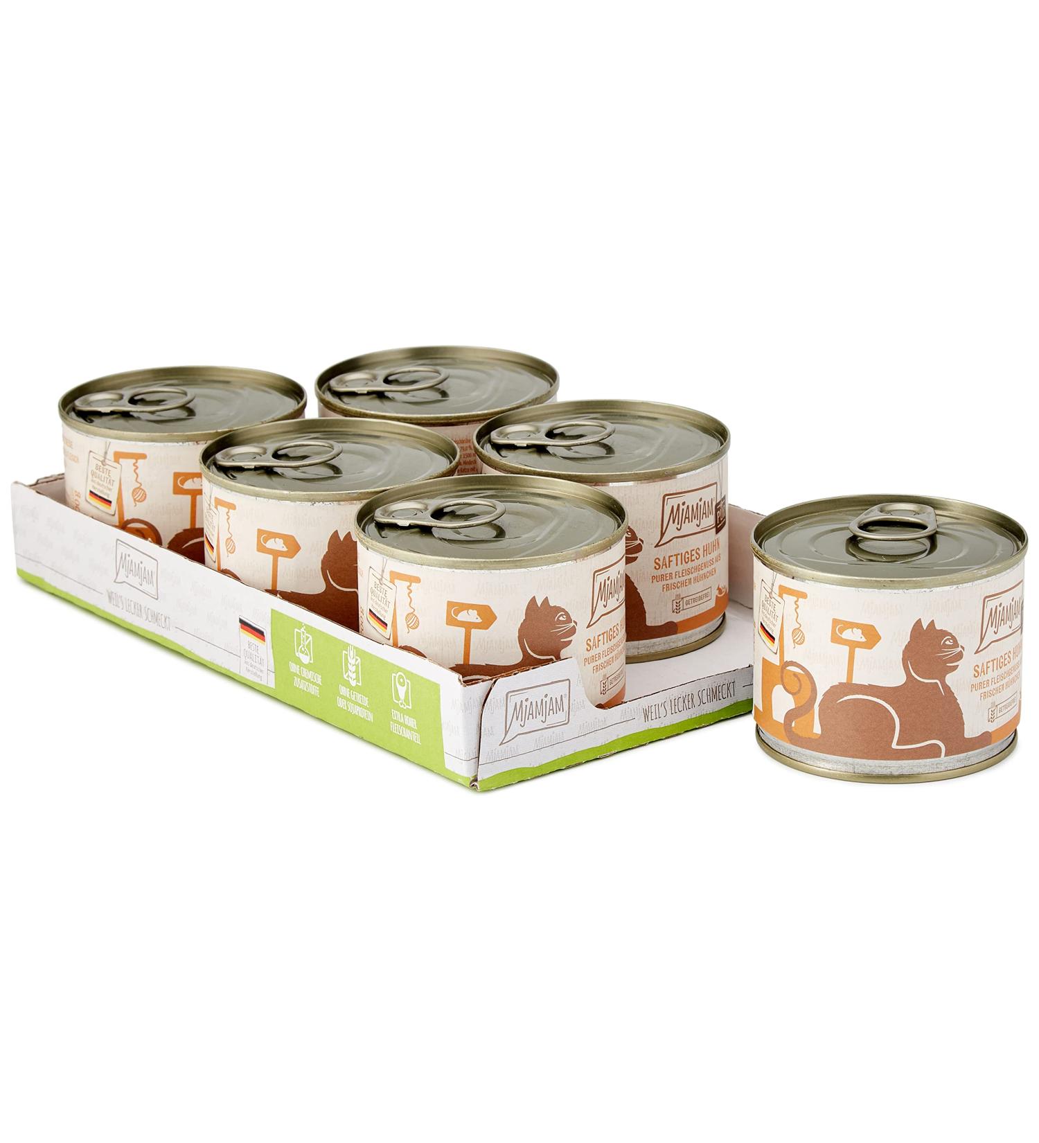 Mjamjam Premium Wet Cat Food - Pure Meat Chicken Grain-Free 6-Pack (6 x 200g) - Juicy Flavor for Cats - Buy Online on SooperMarket.com