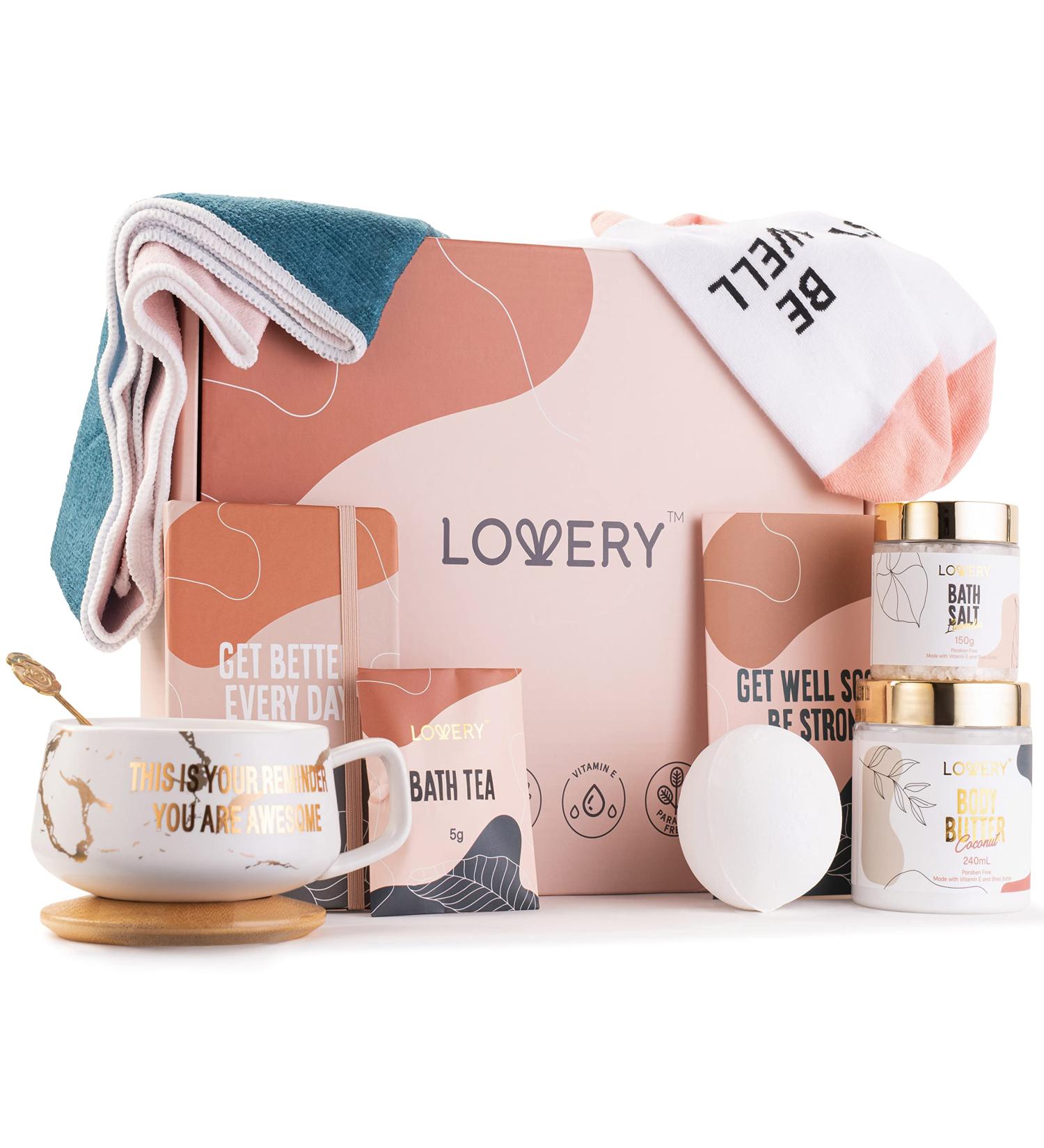 Get Well Soon Care Package for Women - 13pc Sympathy Spa Kit Gift Basket with Throw Blanket and Diary - Self Care Gifts for Women - Buy Online on SooperMarket.com