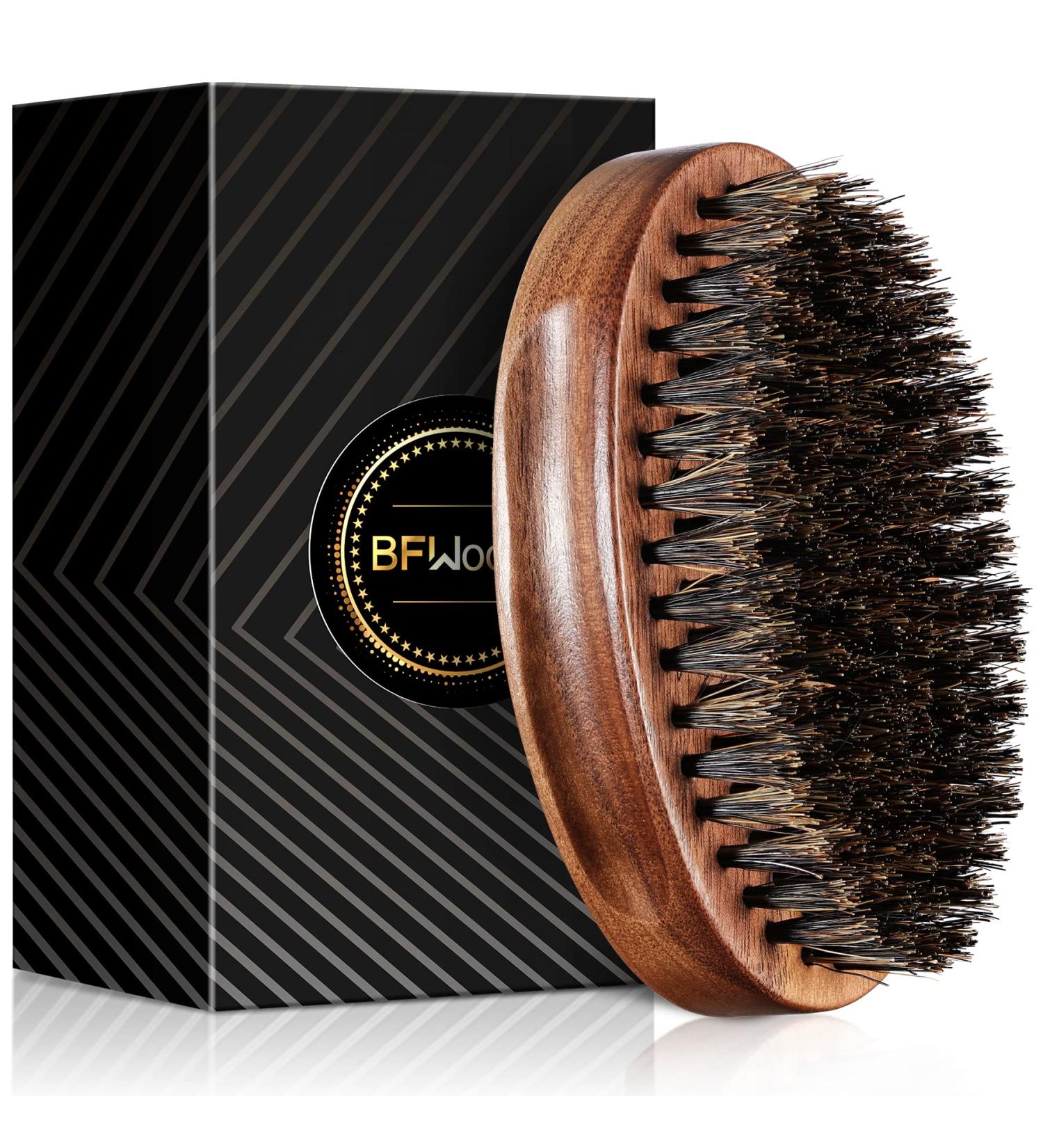 BFWood Boar Bristle Beard Brush - Military Style Walnut Black Wood - Buy Online on SooperMarket.com