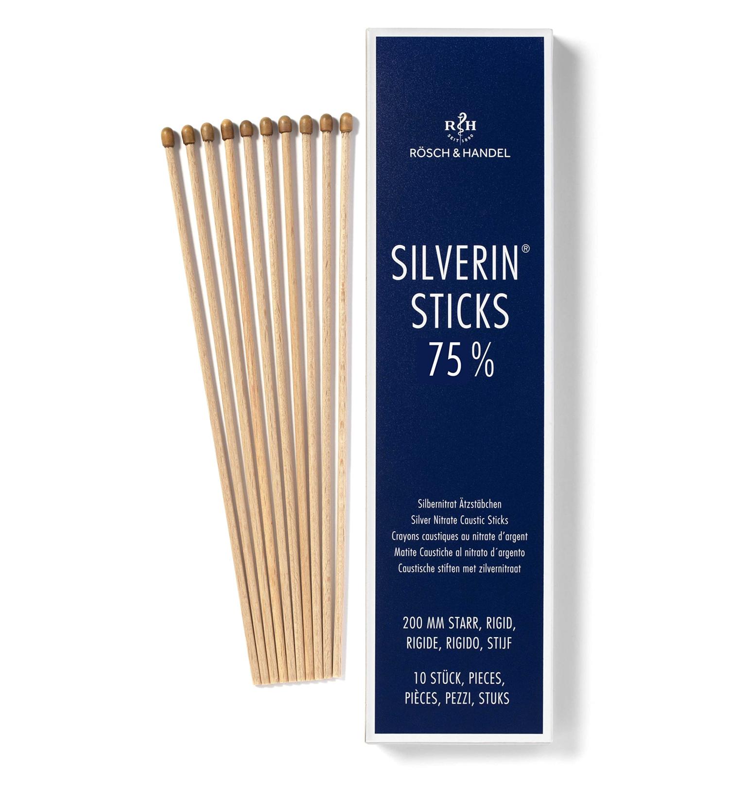 R sch & Handel Silverin Silver Nitrate Etching Sticks | Etching Pen Lapis Sticks 75% (200 mm 10 Pieces) | for Treating Warts and Corns - Buy Online on SooperMarket.com