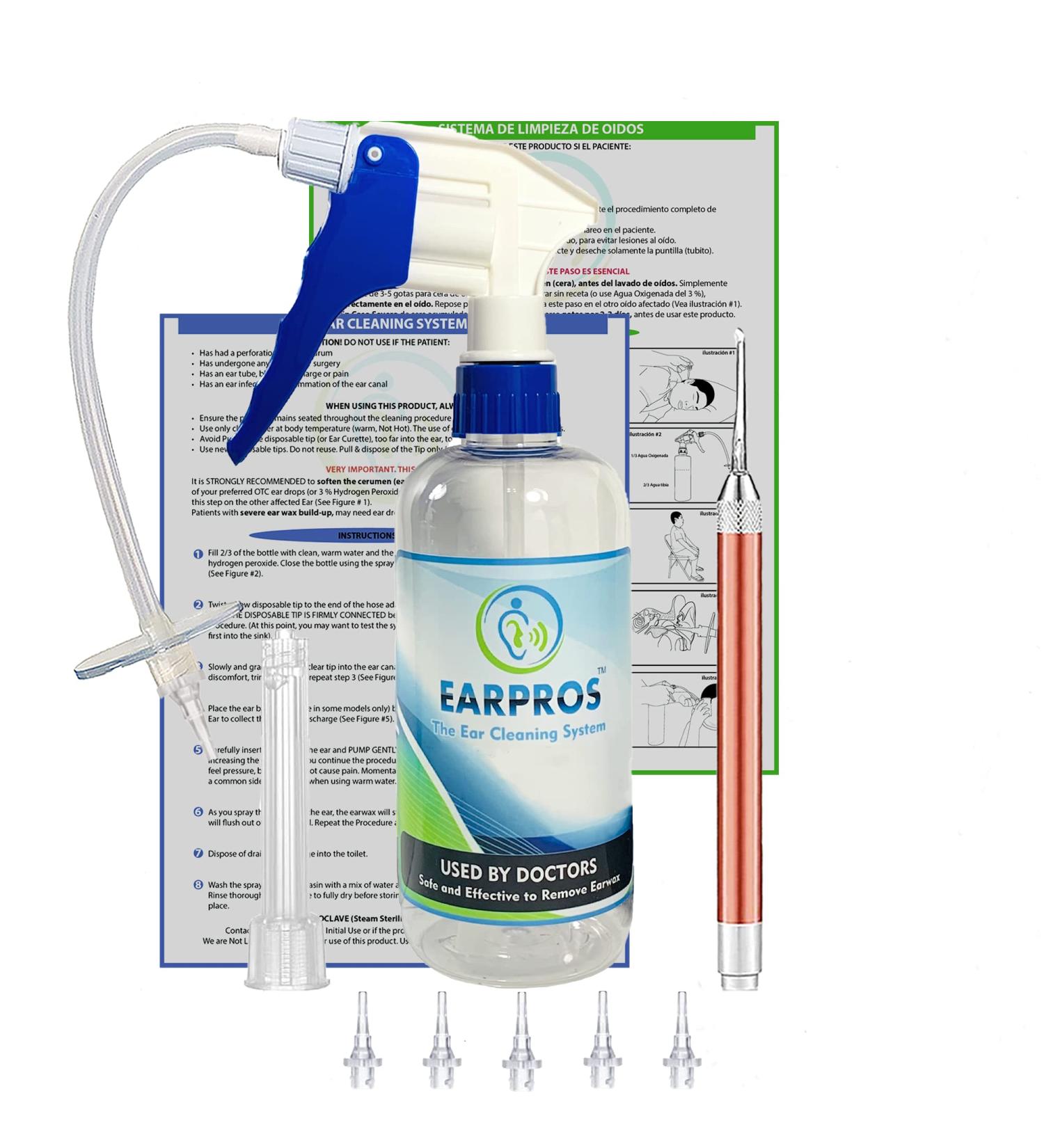 Ear Washer Kit for Adults and Children - Ear Cleaning System with LED Light and 5 Disposable Tips - Buy Online on SooperMarket.com