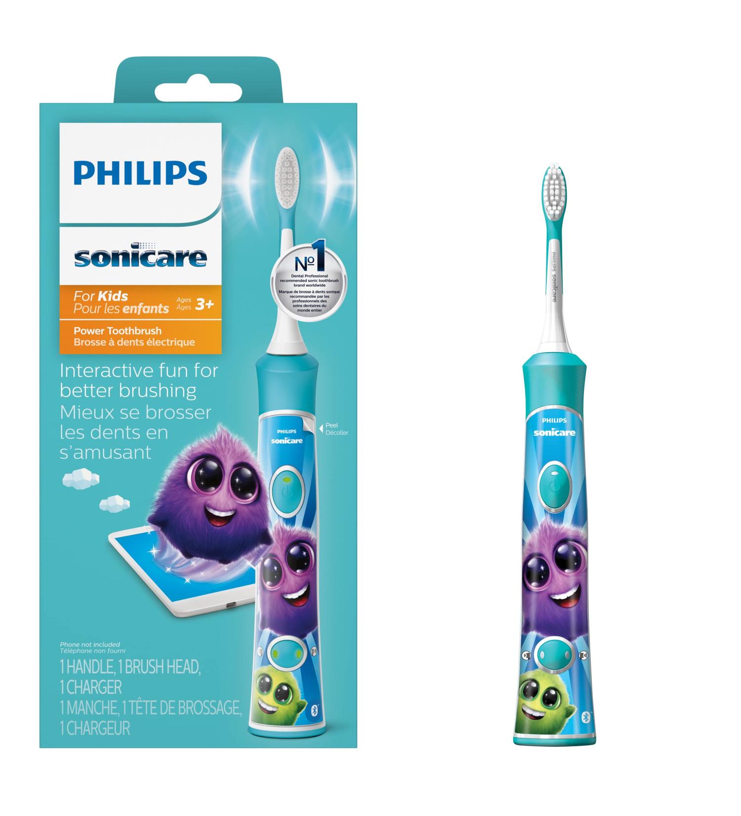 Philips Sonicare for Kids 3+ Bluetooth Rechargeable Toothbrush - Interactive Turquoise HX6321/02 - Buy Online on SooperMarket.com