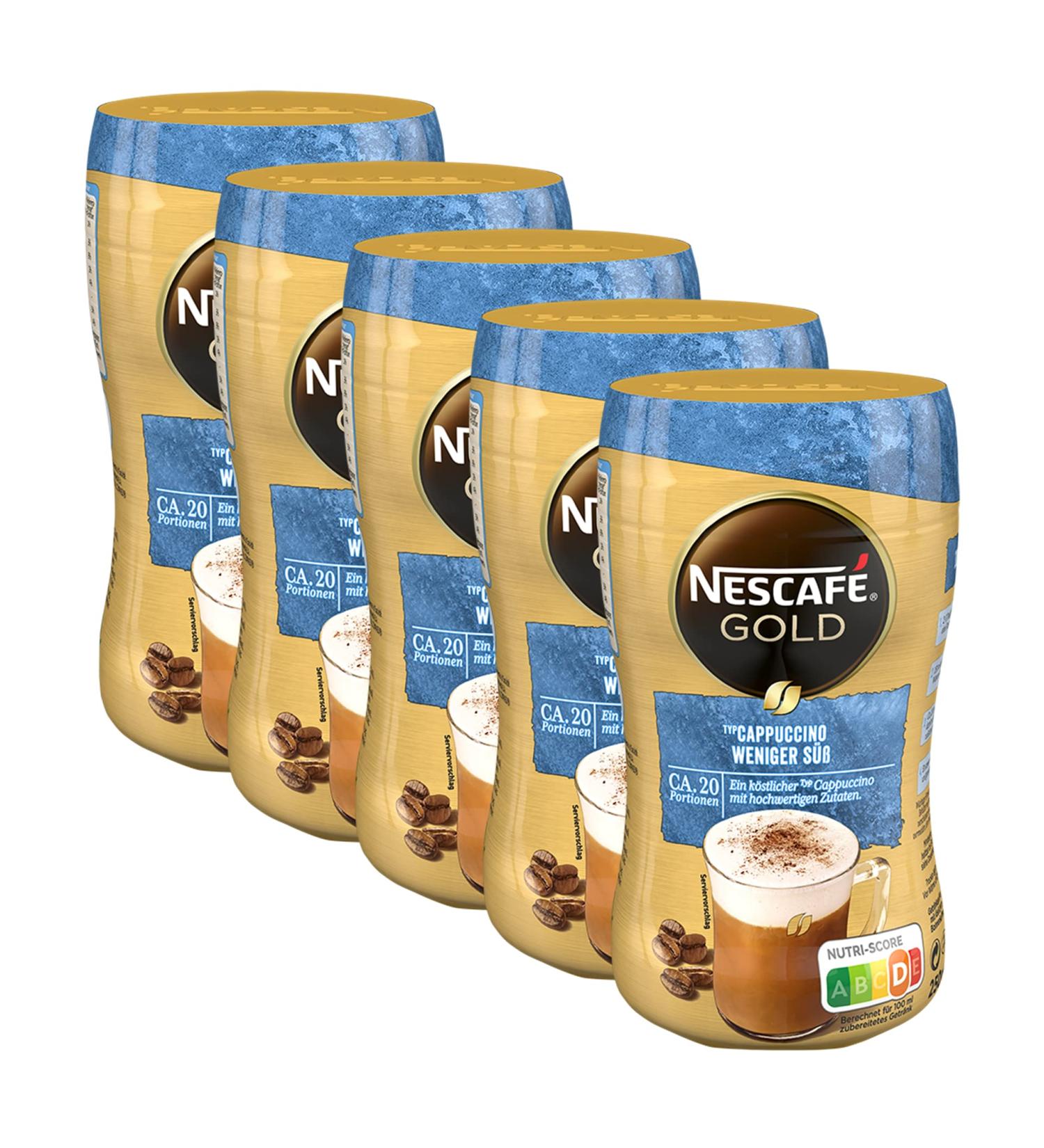 Nescaf Gold Cappuccino Less Sweet - Soluble Coffee Powder (5x250g) | International Shipping Available - Buy Online on SooperMarket.com