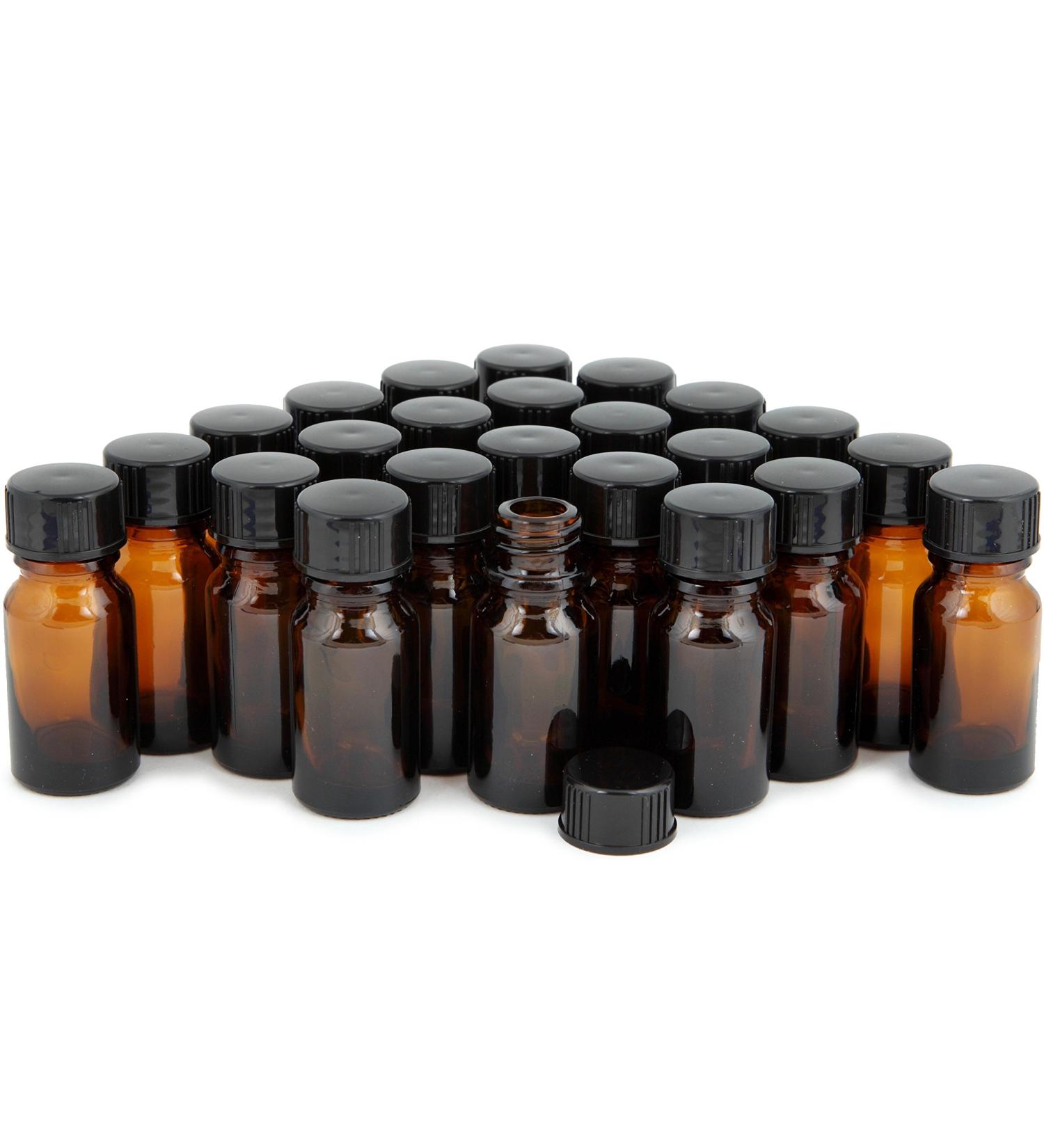 Vivaplex 24 Amber 10ml Glass Bottles with Lids - 1/3 oz Set - Buy Online on SooperMarket.com
