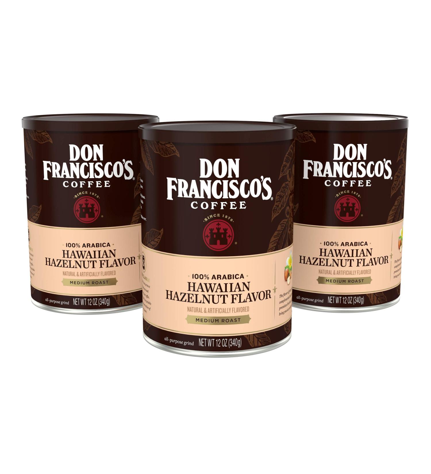 Don Francisco's Hawaiian Hazelnut Flavored Ground Coffee - 3 x 12 oz Cans - Buy Online on SooperMarket.com