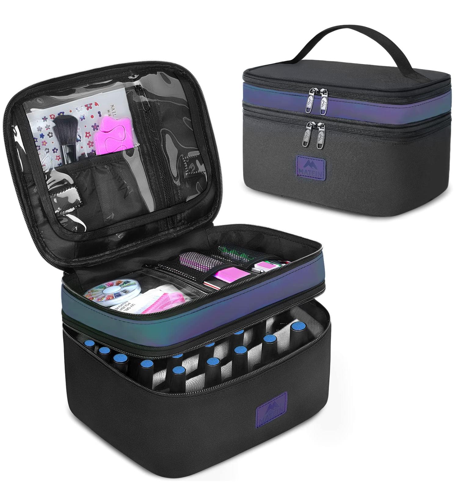 Women's Nail Polish Carrying Case - Holds 30 Bottles, Water Resistant Double Layer Organizer for Manicure Accessories - Black - Buy Online on SooperMarket.com