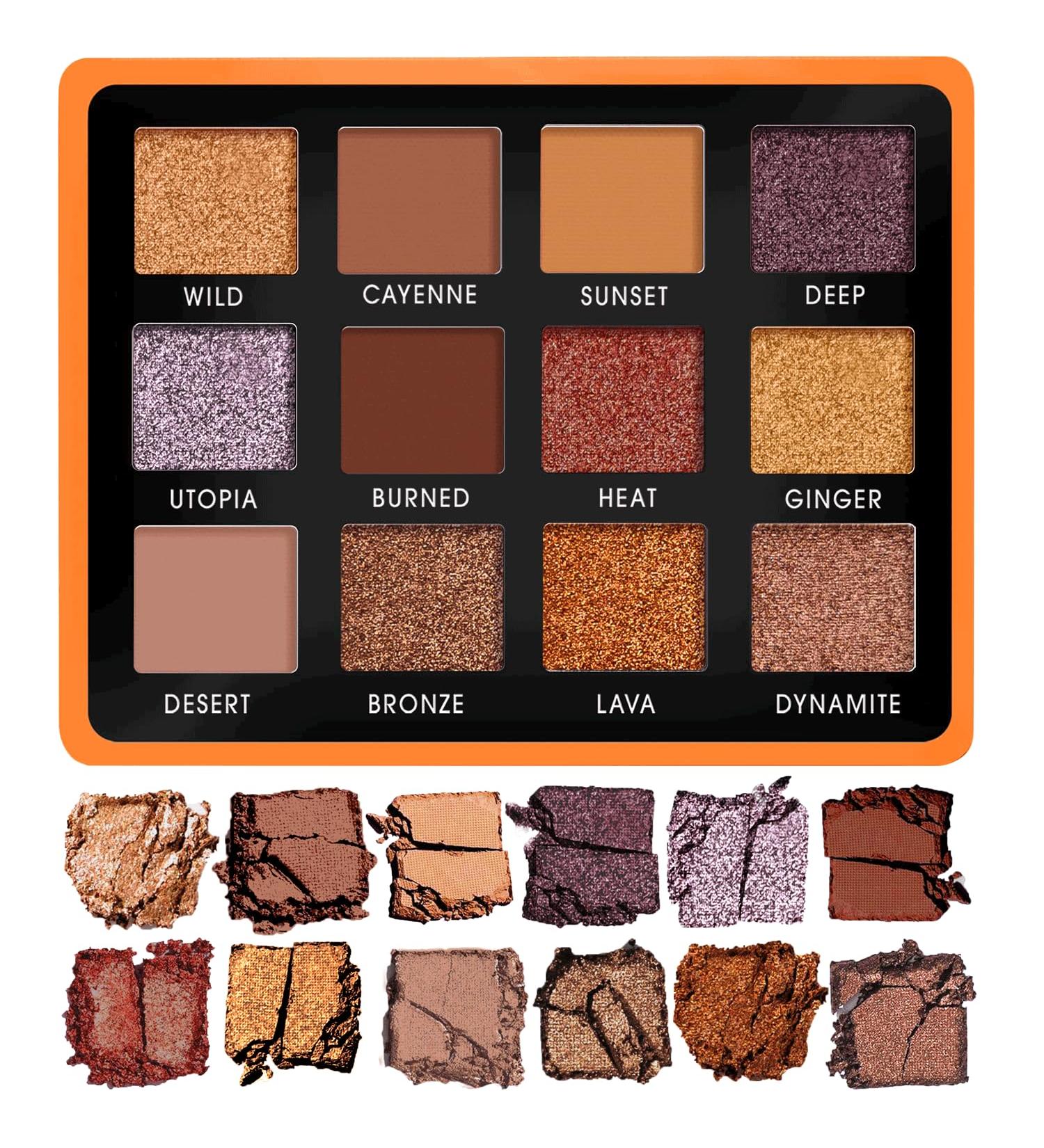 Vegan Copper Bronze Eyeshadow Palette - 12 Pigmented Nude Shades | Travel-Friendly Shimmer Makeup with Mirror - Buy Online on SooperMarket.com