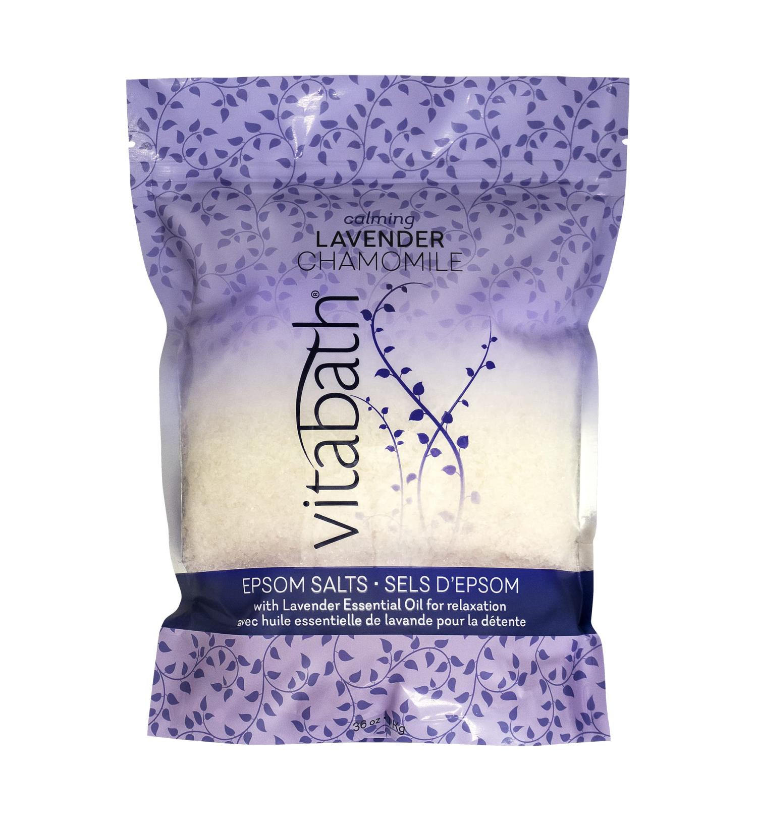 Vitabath Lavender Chamomile Epsom Salts - 36 oz - Relaxing Detox Aromatherapy for Muscle Soreness Relief - Nourishing Skincare for Women & Men - Cruelty-Free - Buy Online on SooperMarket.com