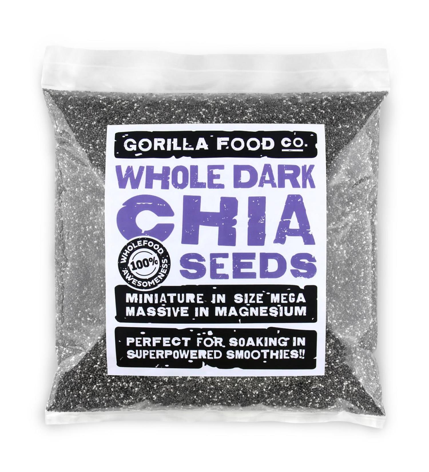 Gorilla Food Co. Whole Dark (Black) Chia Seeds - 800g - Raw - Non-GMO - Buy Online on SooperMarket.com