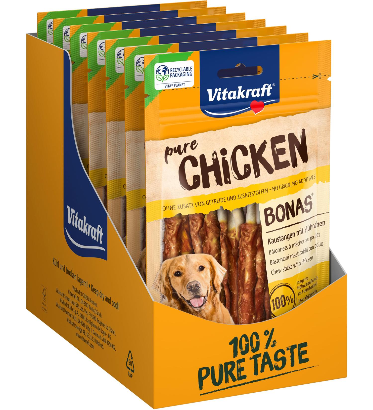 Vitastras Bonas Chicken Couch Sticks - Healthy Dog Snack 13x80g No Sugar or Cereal Perfect Reward - Buy Online on SooperMarket.com