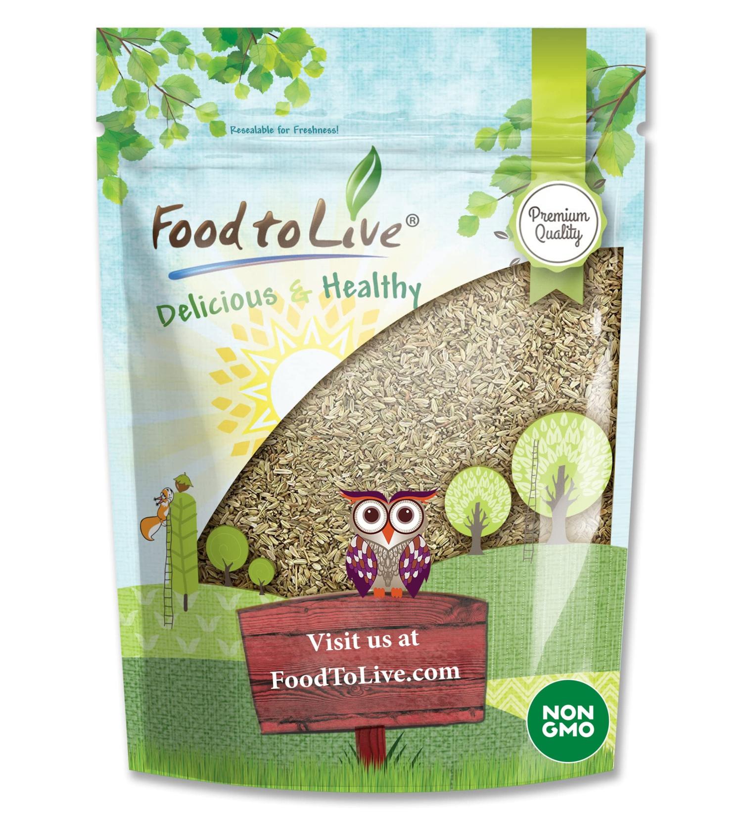 Non-GMO Fennel Seeds 1lb - Whole & Raw, Non-Irradiated, Kosher, Vegan, High Fiber. Ideal for Fennel Tea, Seafood, Indian & Middle Eastern Dishes - Bulk Pack - Buy Online on SooperMarket.com