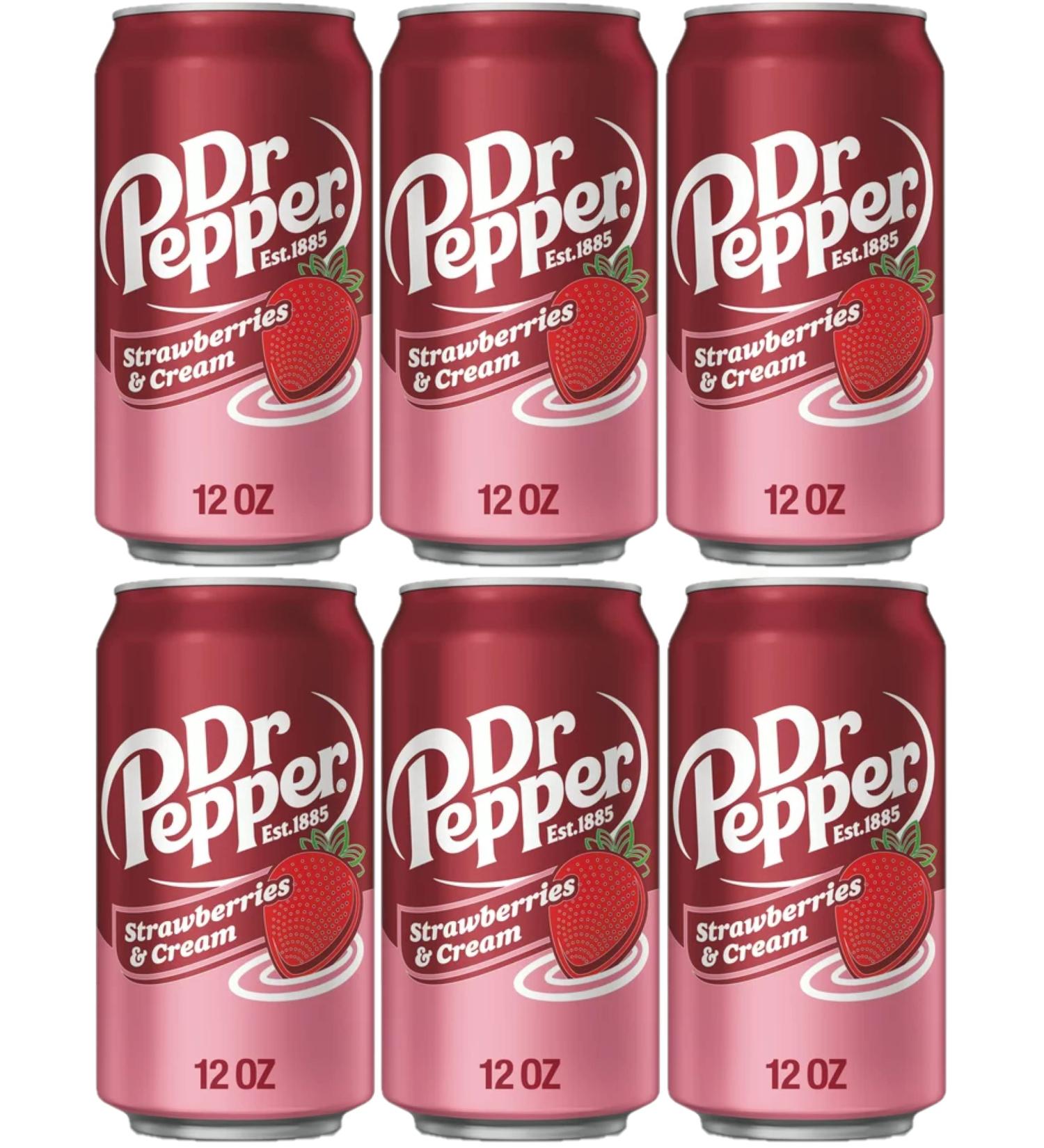 Dr Pepper Strawberries and Cream 12oz Cans - 6 Pack - Buy Online on SooperMarket.com