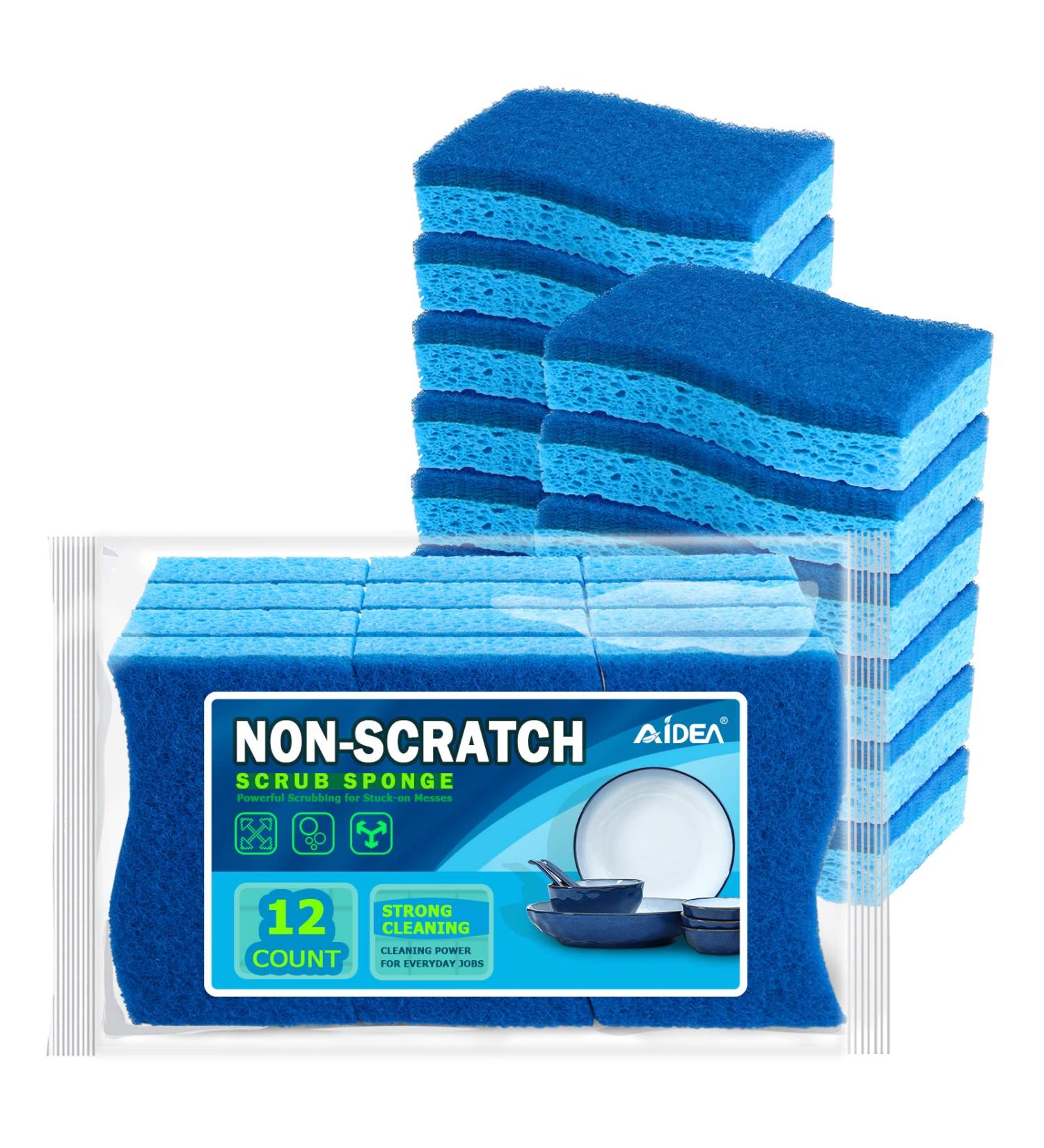 AIDEA-Brite Non-Scratch Scrub Sponge 24 Count - Gentle Cleaning Sponges for Dishes - Stands Up to Grime - Fast & Scratch-Free Cleaning Power - Ideal for Everyday Jobs - Buy Online on SooperMarket.com