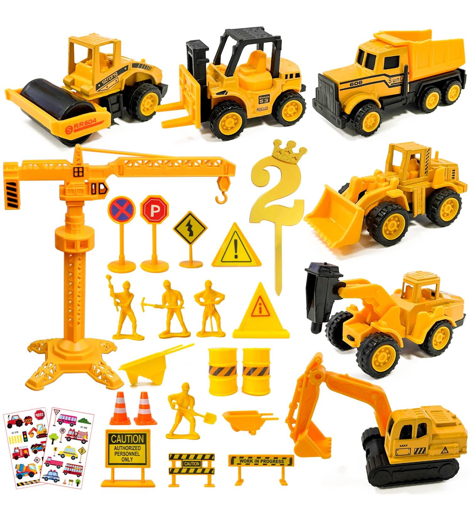 28-Piece Construction Site Vehicles Cake Decoration for Kids - Excavator Themed Birthday Party Supplies for 2-Year-Olds - Buy Online on SooperMarket.com