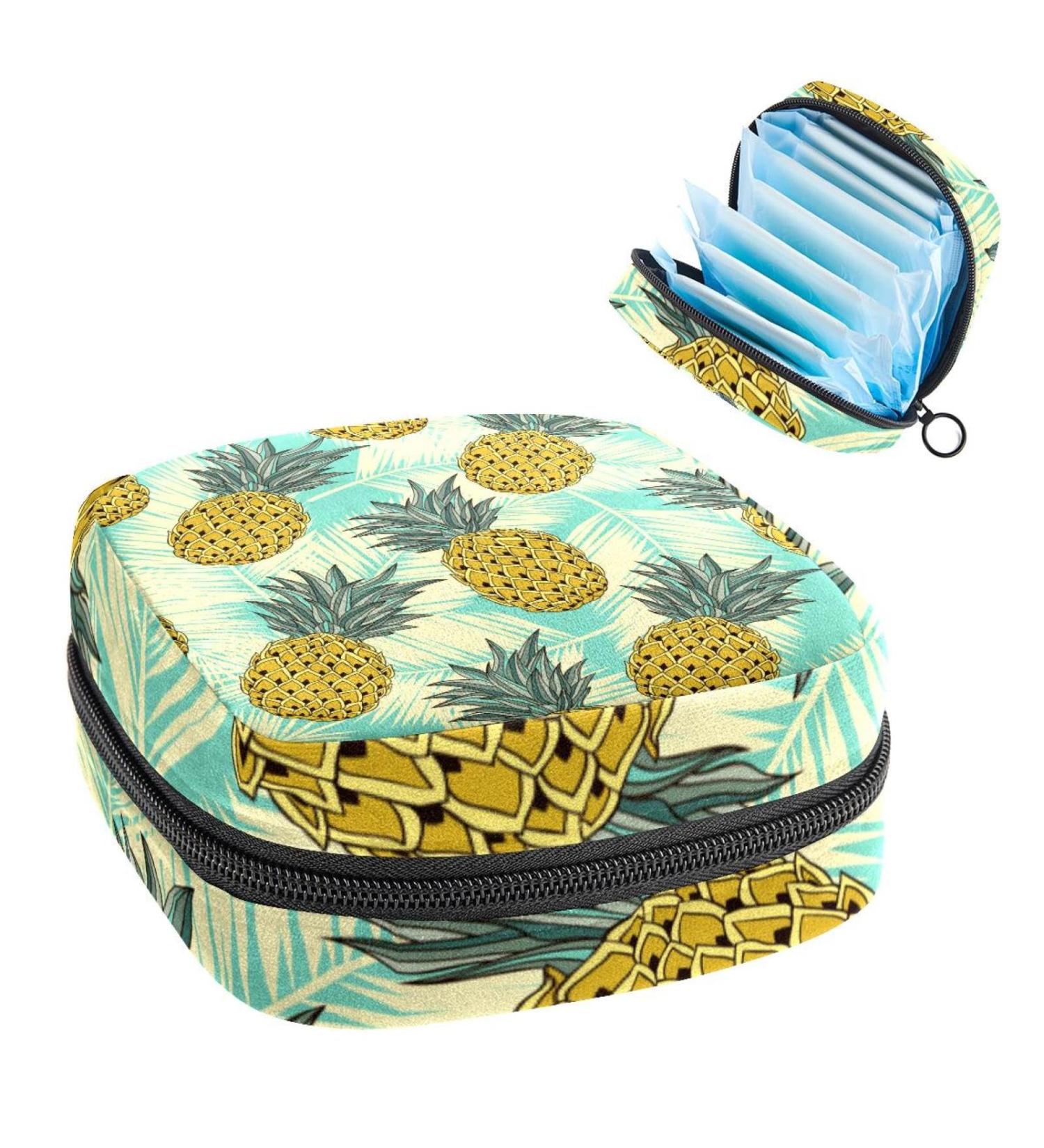 Multi-Colored Pineapple Leaf Sanitary Napkin Storage Bag - Portable Period Pouch for Women & Teen Girls - Buy Online on SooperMarket.com