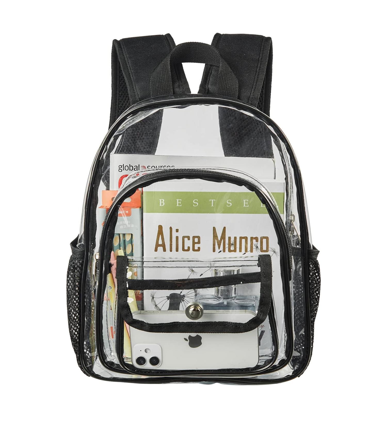 Small Clear Backpack Stadium Approved Heavy Duty Clear Mini Backpack Transparent Book bag for Concert Work Sport Games Festival - Buy Online on SooperMarket.com