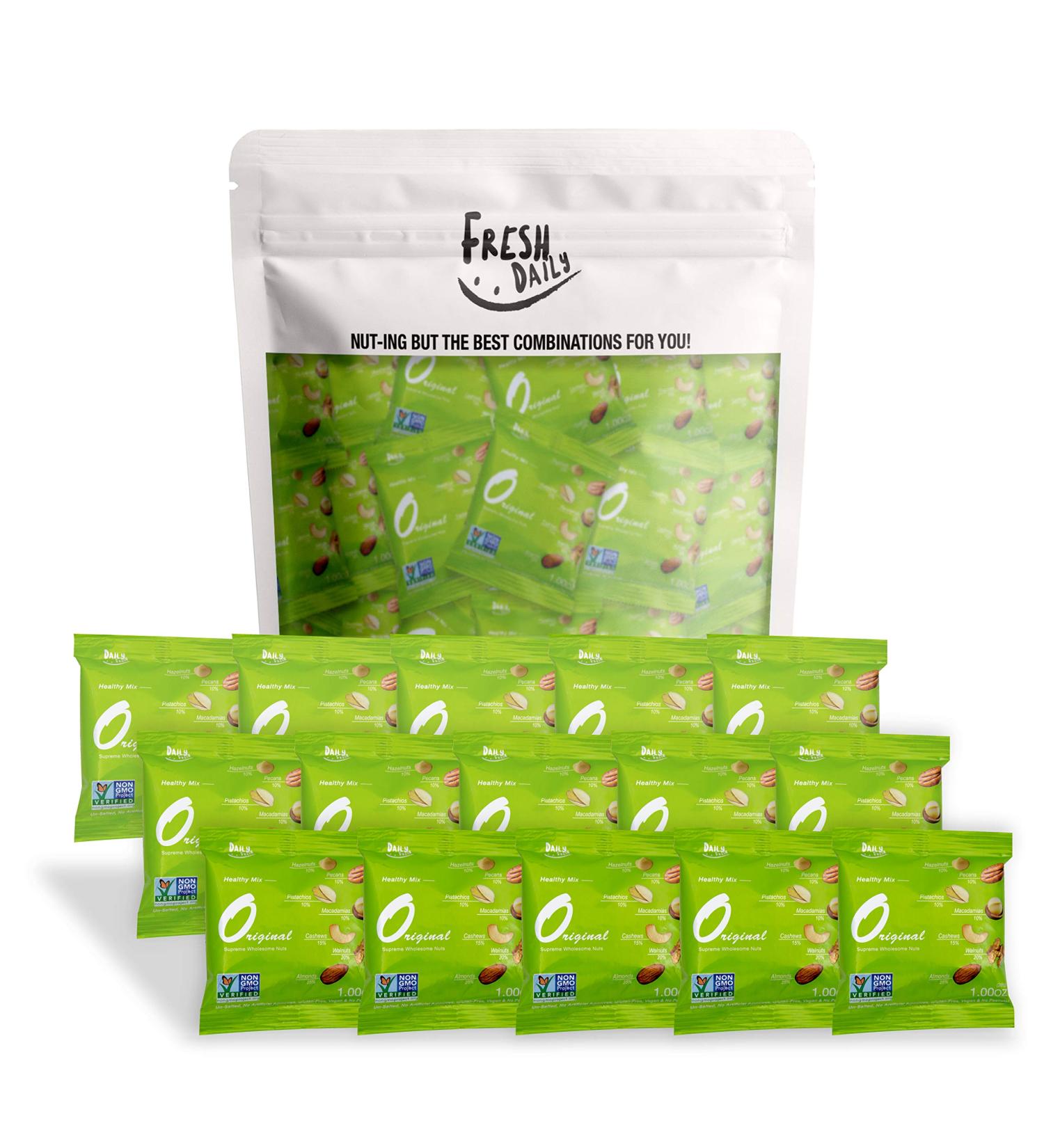 Premium Mixed Nuts Snack Packs - Individually Wrapped Nut Snacks | Daily Gourmet Nuts | Unsalted & Peanut-Free | 50 Packs (1 oz each) - Buy Online on SooperMarket.com