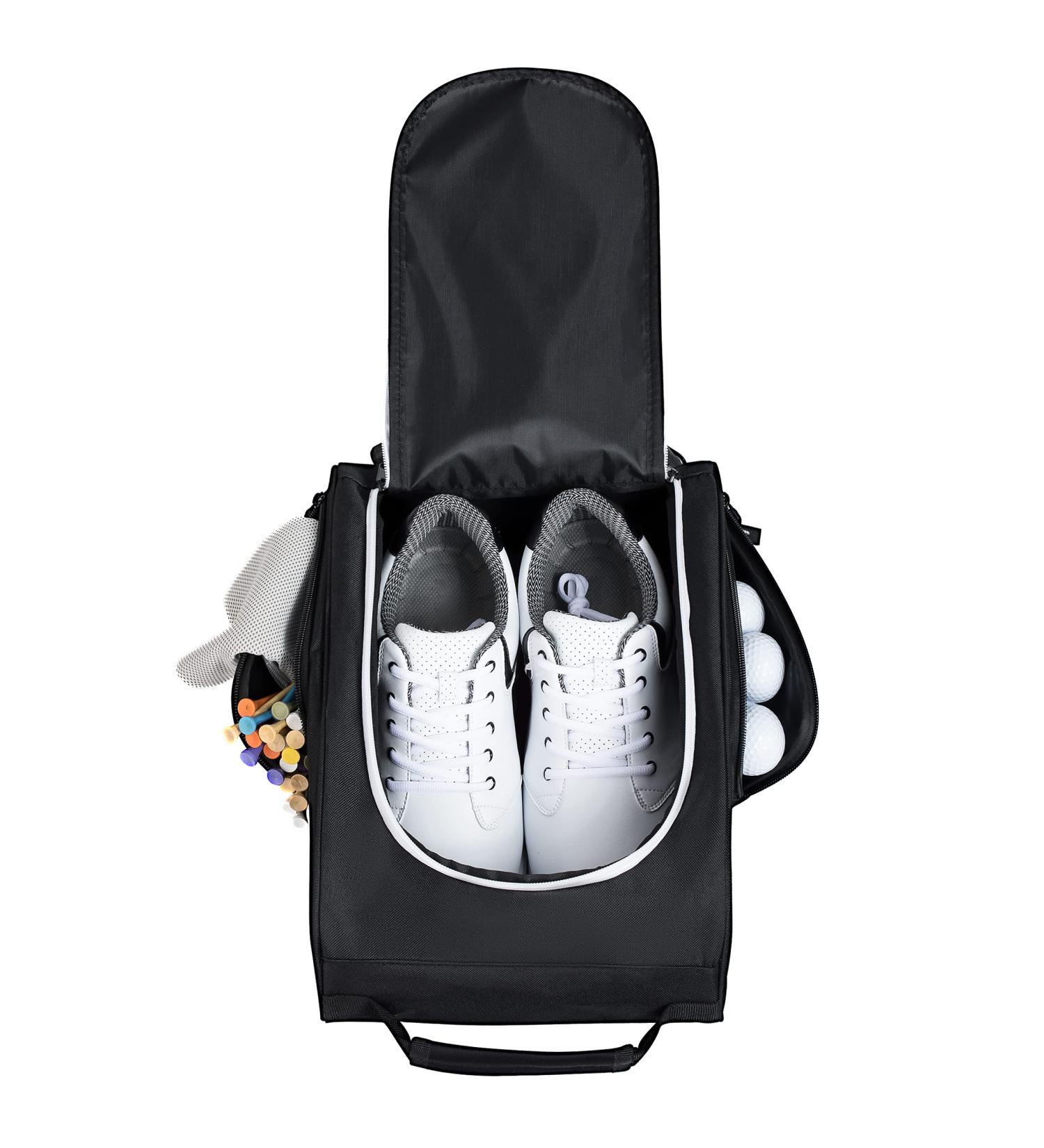Golkcurx Golf Shoe Bag for Travel - Zippered Sport Shoe Carrier with Accessory Pockets (Black) - Buy Online on SooperMarket.com