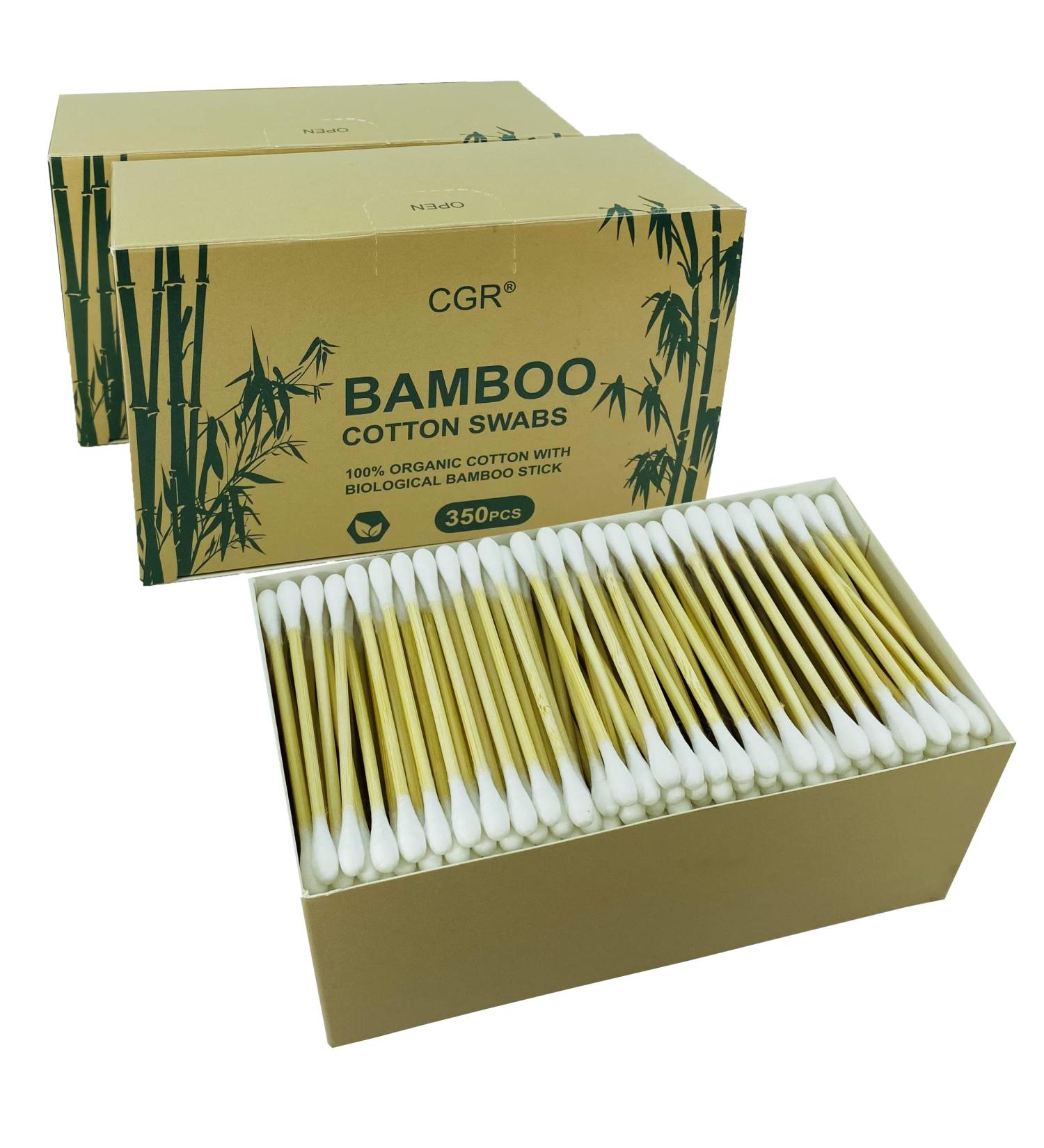 1050pcs CGR Organic Cotton Swabs - Double-Tipped Bamboo Sticks - Compostable - Travel Pack (3 Pack) - Buy Online on SooperMarket.com