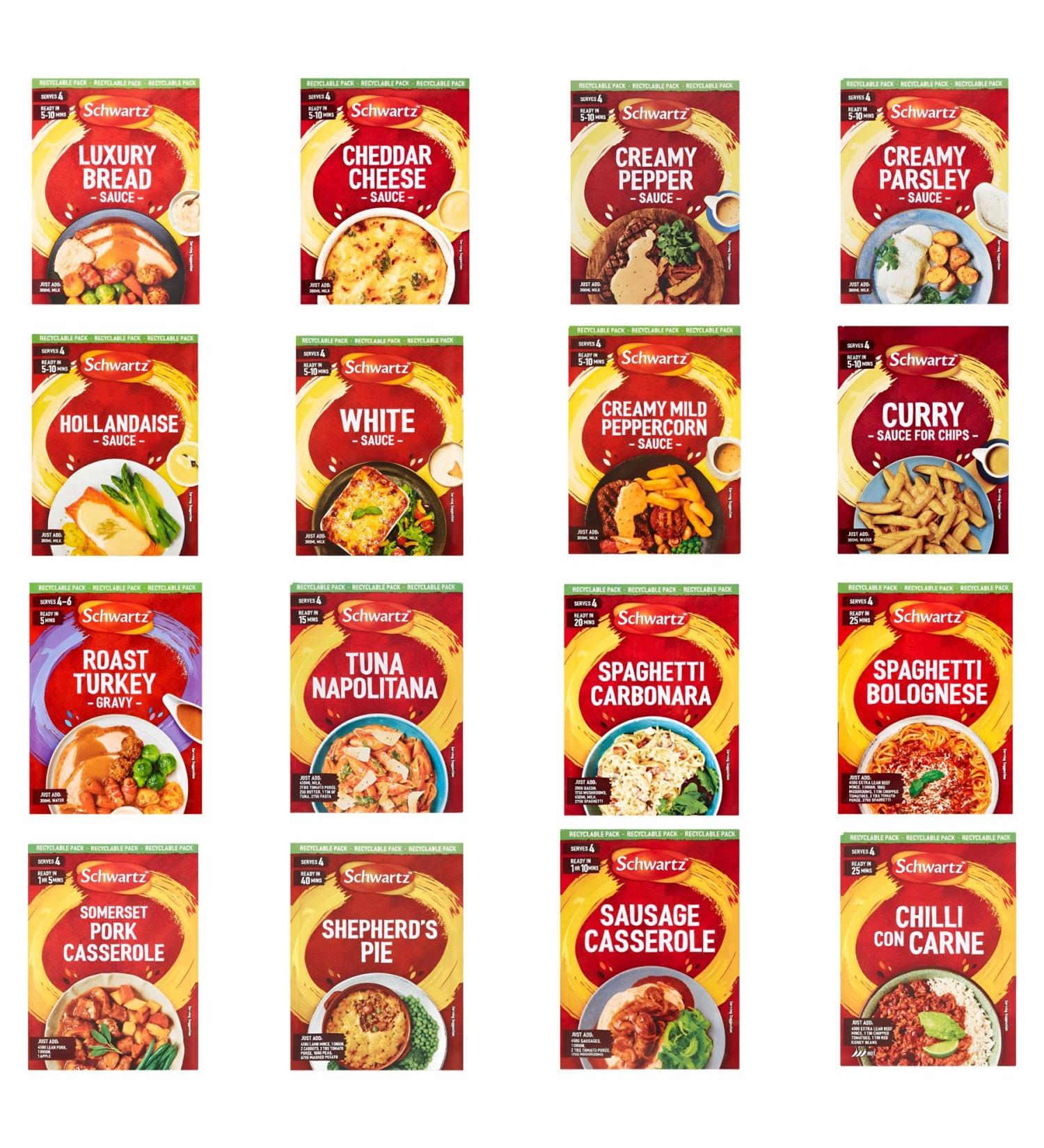 Schwartz Sauce Pick N Mix - Create Custom Combo with 15+ Flavours | White Sauce Roasted Turkey Cheese Sauce Chilli Corn | Gift Set for Sauce Lovers - Pack of 4 - Buy Online on SooperMarket.com