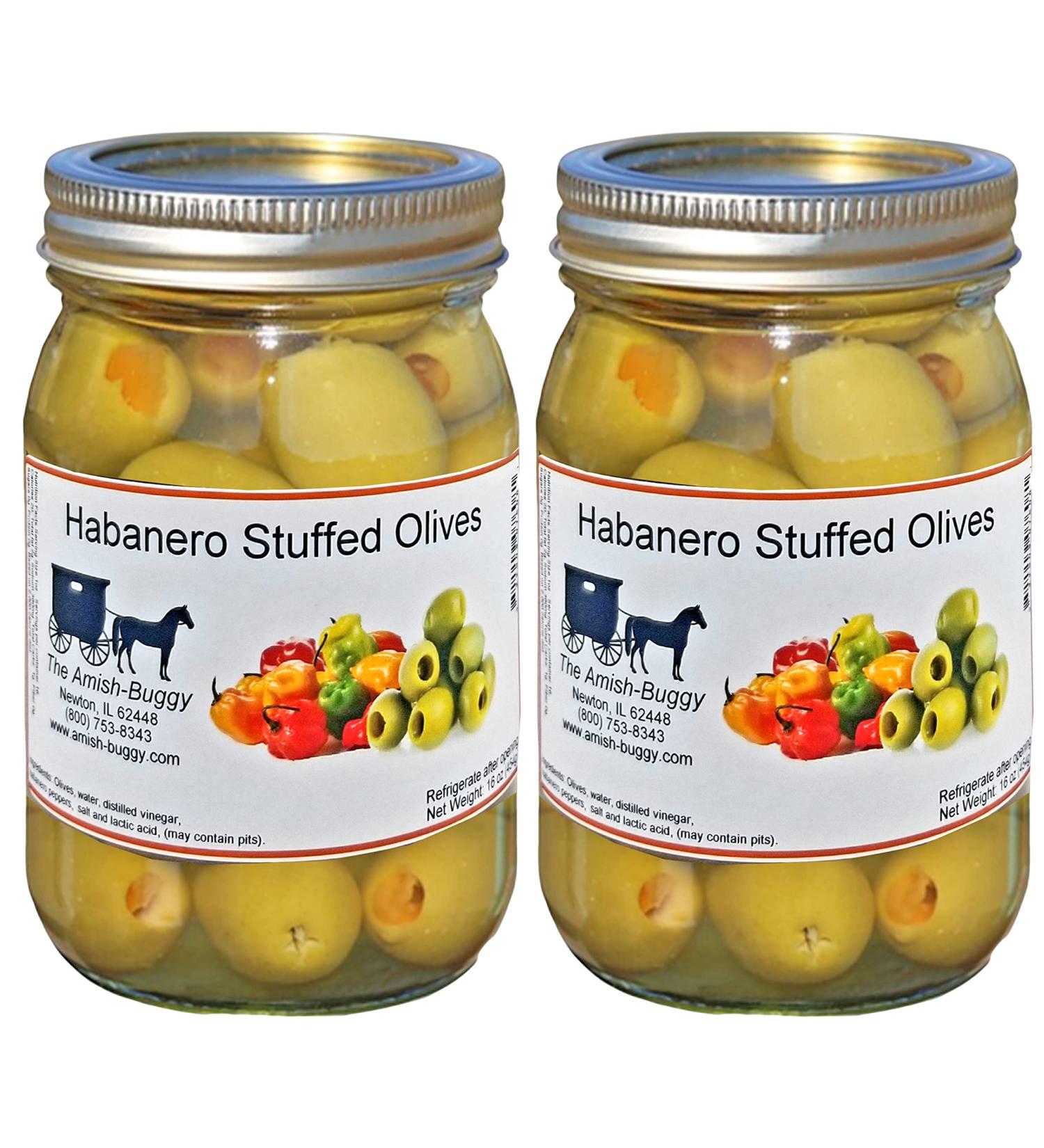 Spicy Habanero Stuffed Large Olives - 32 oz. (2 x 16 oz. Jars) - Buy Online on SooperMarket.com