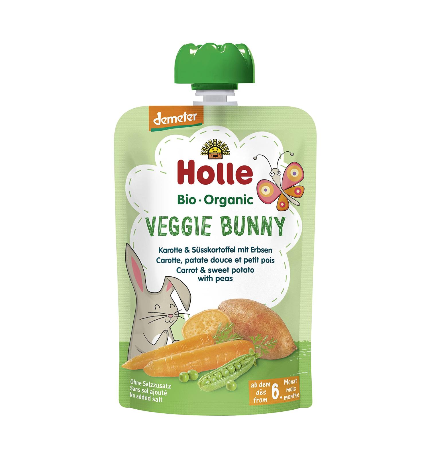 HOLLE Pouchy VEGGI BUNNY Carrot & Sweet Potato with Peas (12x100g)