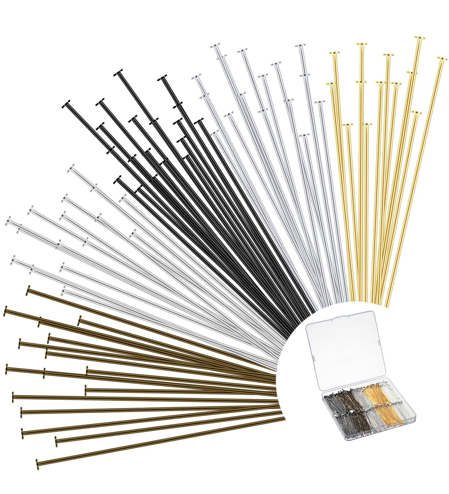 500pc 2 Inch Flat Head Pins for Jewelry Making in Plastic Box - Mixed Colored Metal Headpins for DIY Earrings, Bracelets, Necklaces - Craft Supplies - Buy Online on SooperMarket.com
