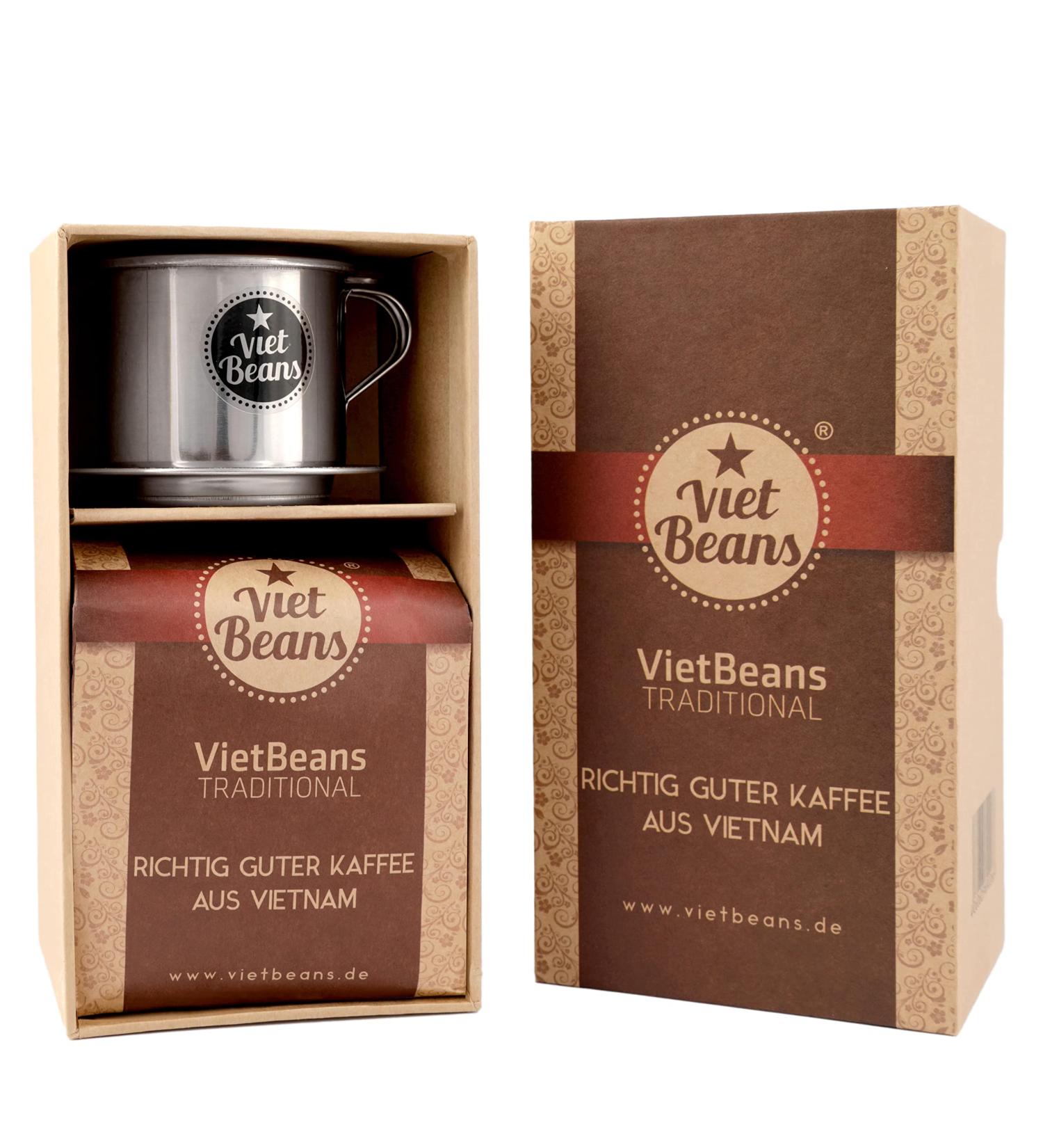 Vietbeans Traditional Coffee Gift Set - Premium Ground Roasted Coffee & Filter - Perfect Present for Coffee Lovers - 250g & 550g Options - Buy Online on SooperMarket.com