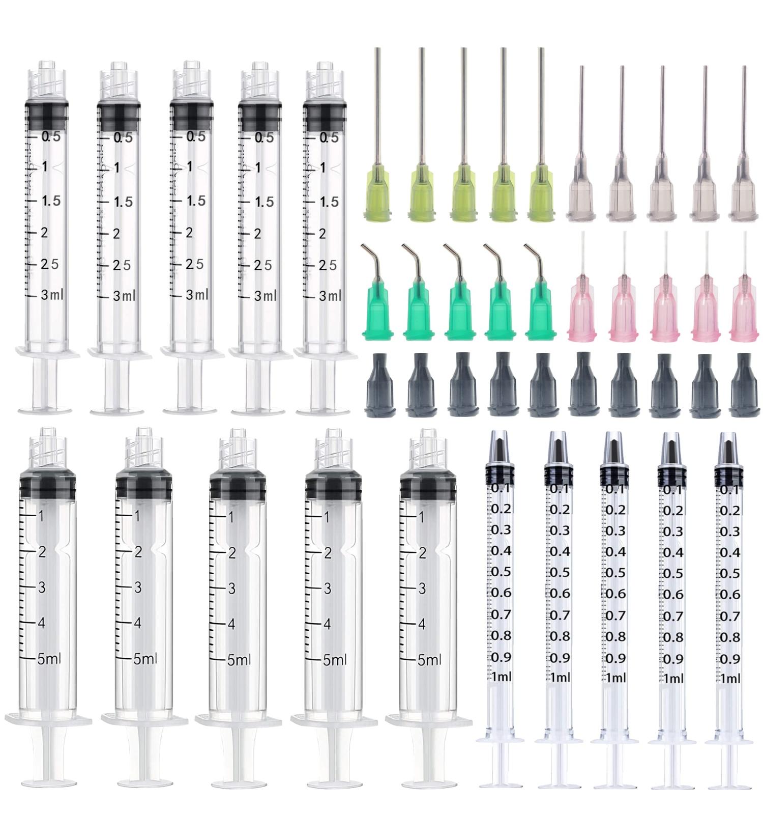 15 Pack Syringes with Blunt Tip Needles and Caps - Ideal for Lip Gloss, Paint, Epoxy Resin, Liquids, Glue, and Oil Refilling - Buy Online on SooperMarket.com
