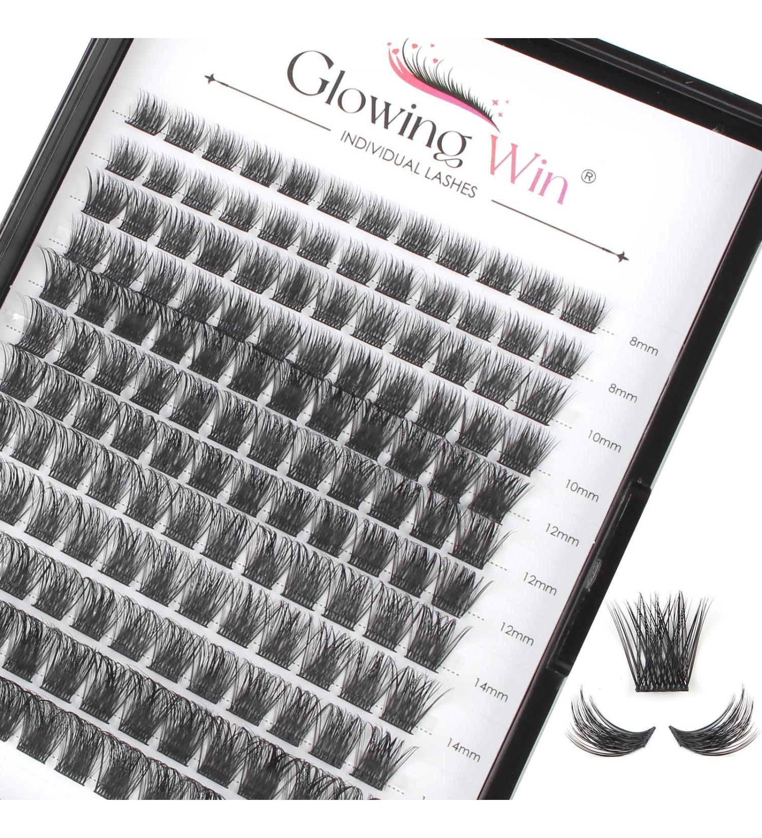 Glowing Win Single Eyelashes Extensions - 144 PCS DIY Cluster Lashes 8-16mm | Natural Wispy Individual False Eyelashes - Buy Online on SooperMarket.com
