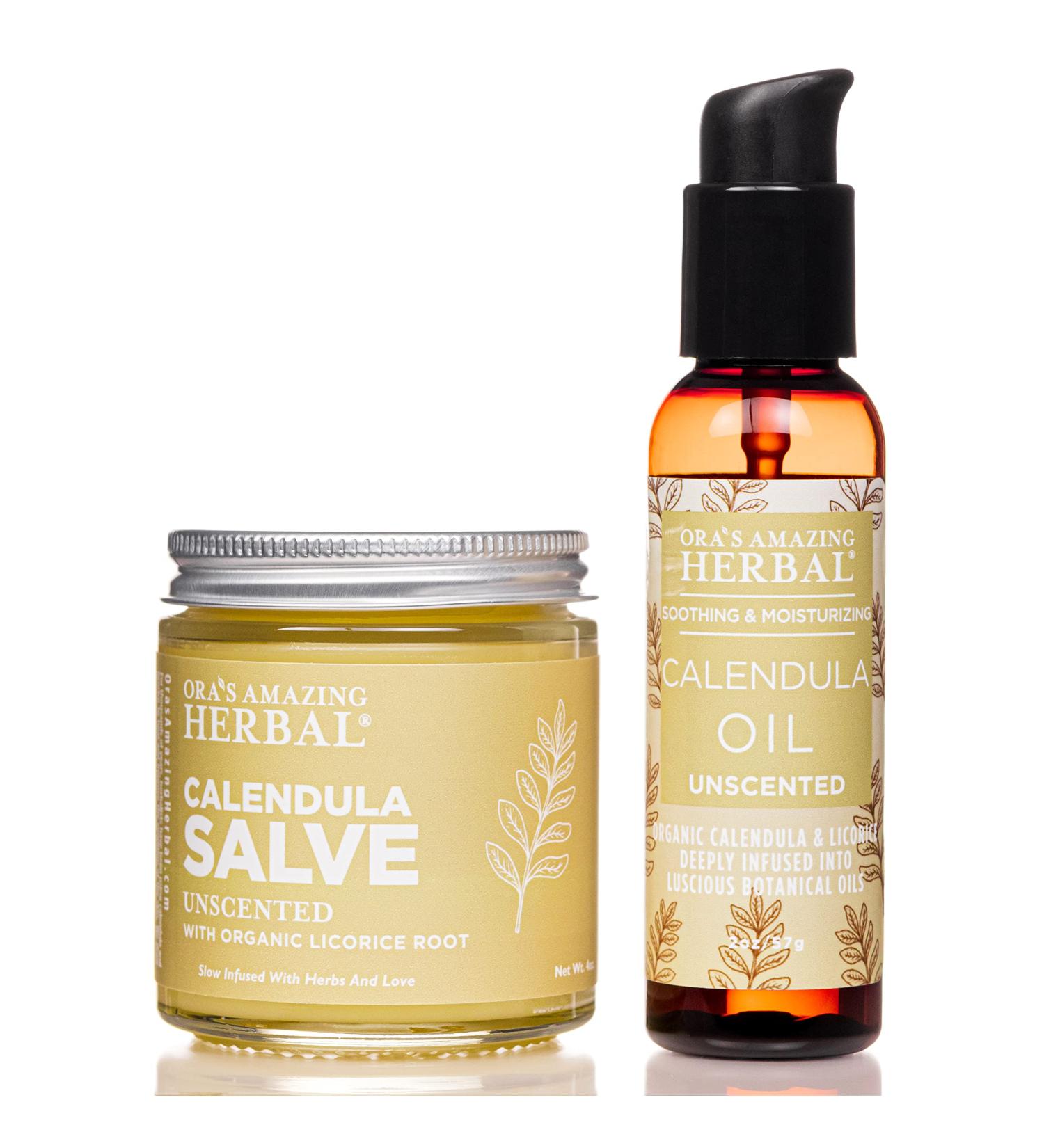 Buy Ora's Amazing Herbal Calendula Skin Salve & Oil Set - Organic Nourishing International Shipping Available - Buy Online on SooperMarket.com