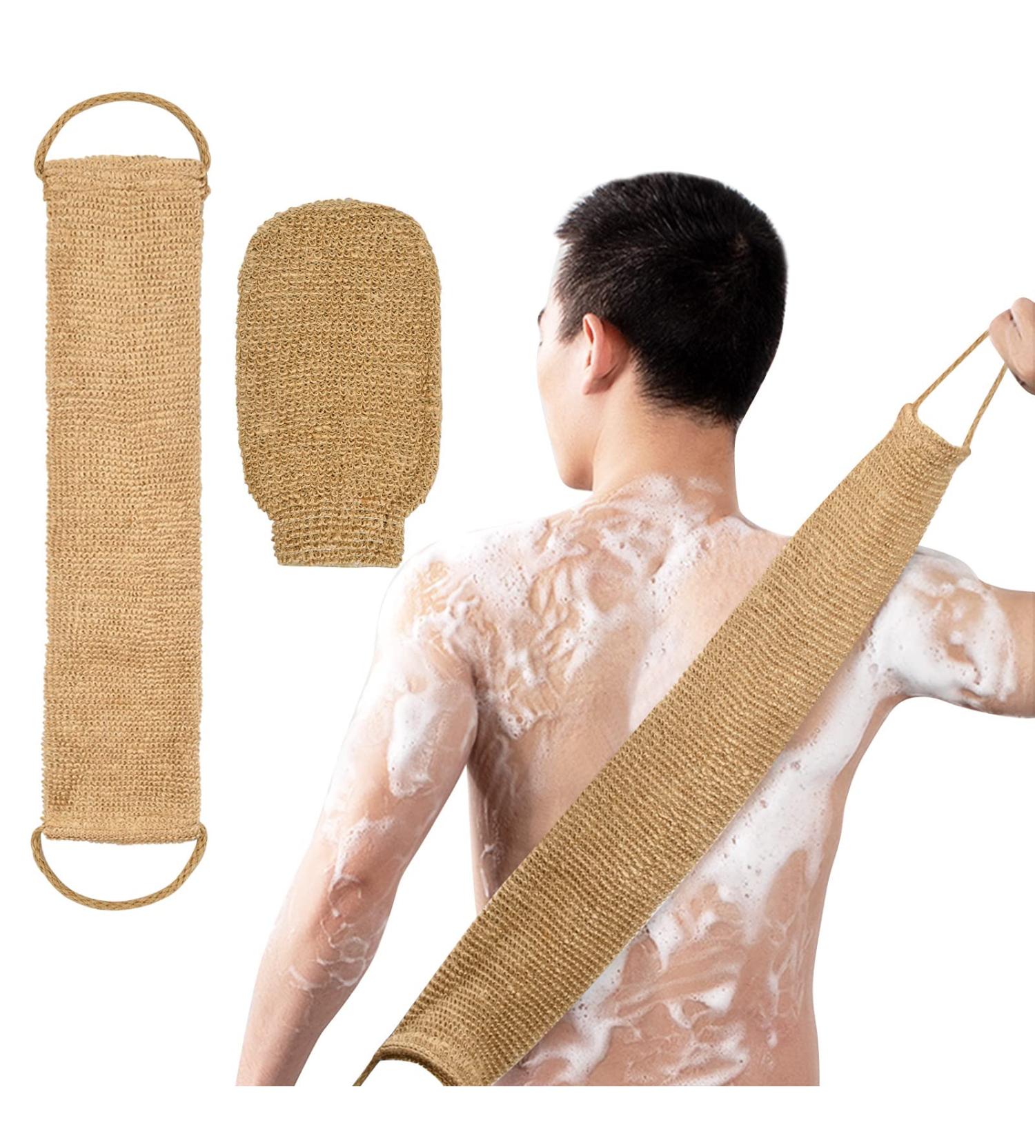 Cozlly Hemp Exfoliating Glove and Strap - 100% Natural Body Scrubber for Men and Women - Buy Online on SooperMarket.com