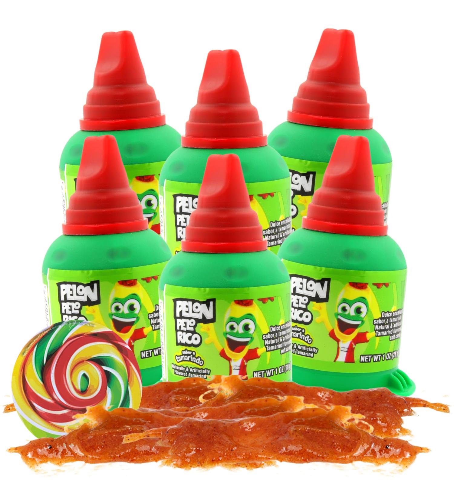 Pelon Pelo Rico Tamarind Candy - 6 Pack Mini Bottles | Fiesta Party Favors | Unique Mexican Treats - Buy Online on SooperMarket.com