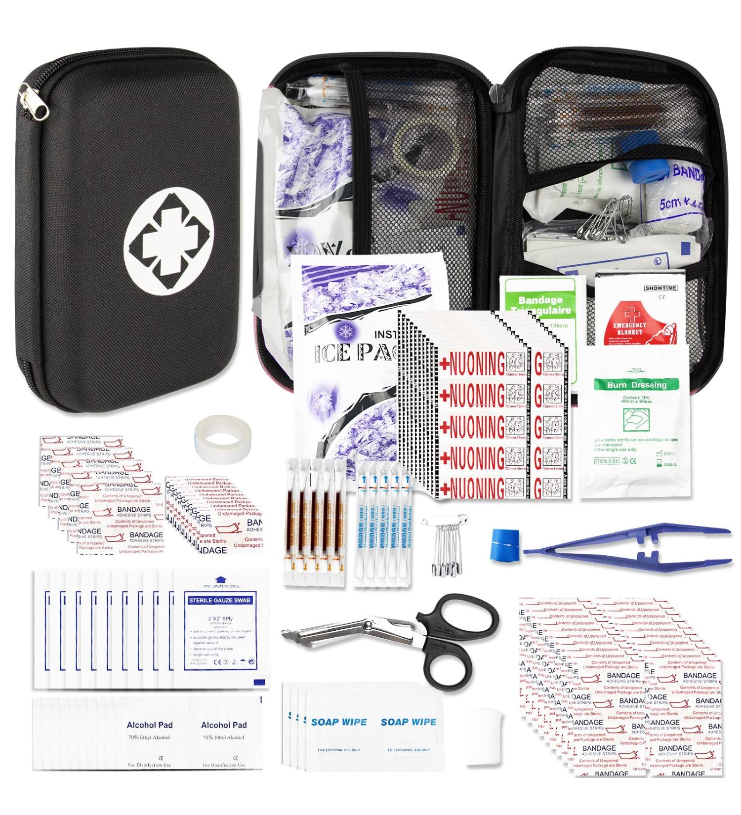 YIDERBO Black-273Pcs Small Waterproof Car First-Aid Kit Emergency-Kit - Essential Camping Equipment for Hiking, Home, and Travel - Buy Online on SooperMarket.com