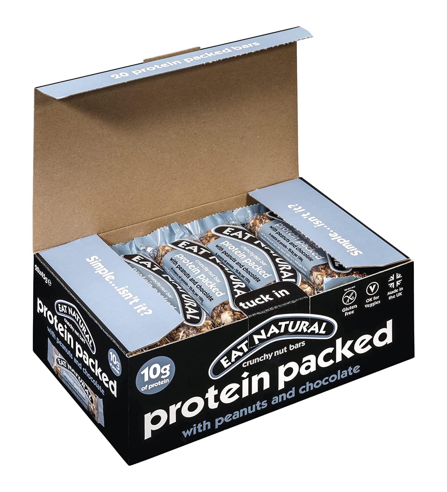 Eat Natural Protein Bars - Peanuts & Chocolate Nut Bar 20 x 45g - Gluten Free & Seriously Crunchy Snack Bars - 20 Count Pack - Buy Online on SooperMarket.com