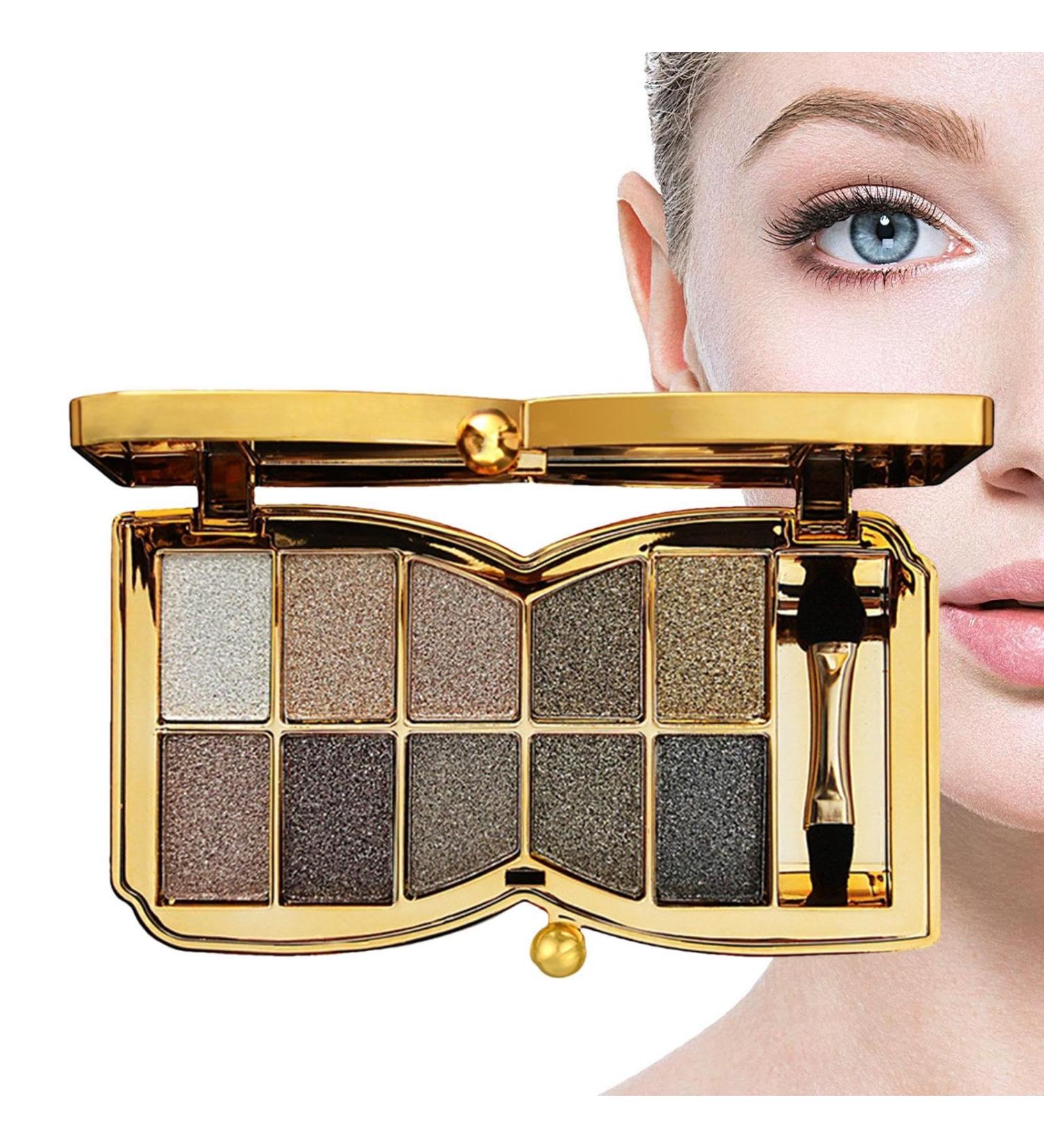 10 Colors Glitter Eyeshadow Pallet Shimmer Colorful Eyeshadow Palette Makeup Diamond Bright Makeup Shimmery Highly Pigmented Waterproof Long-lasting Sweatproof Practice Make Up - Buy Online on SooperMarket.com