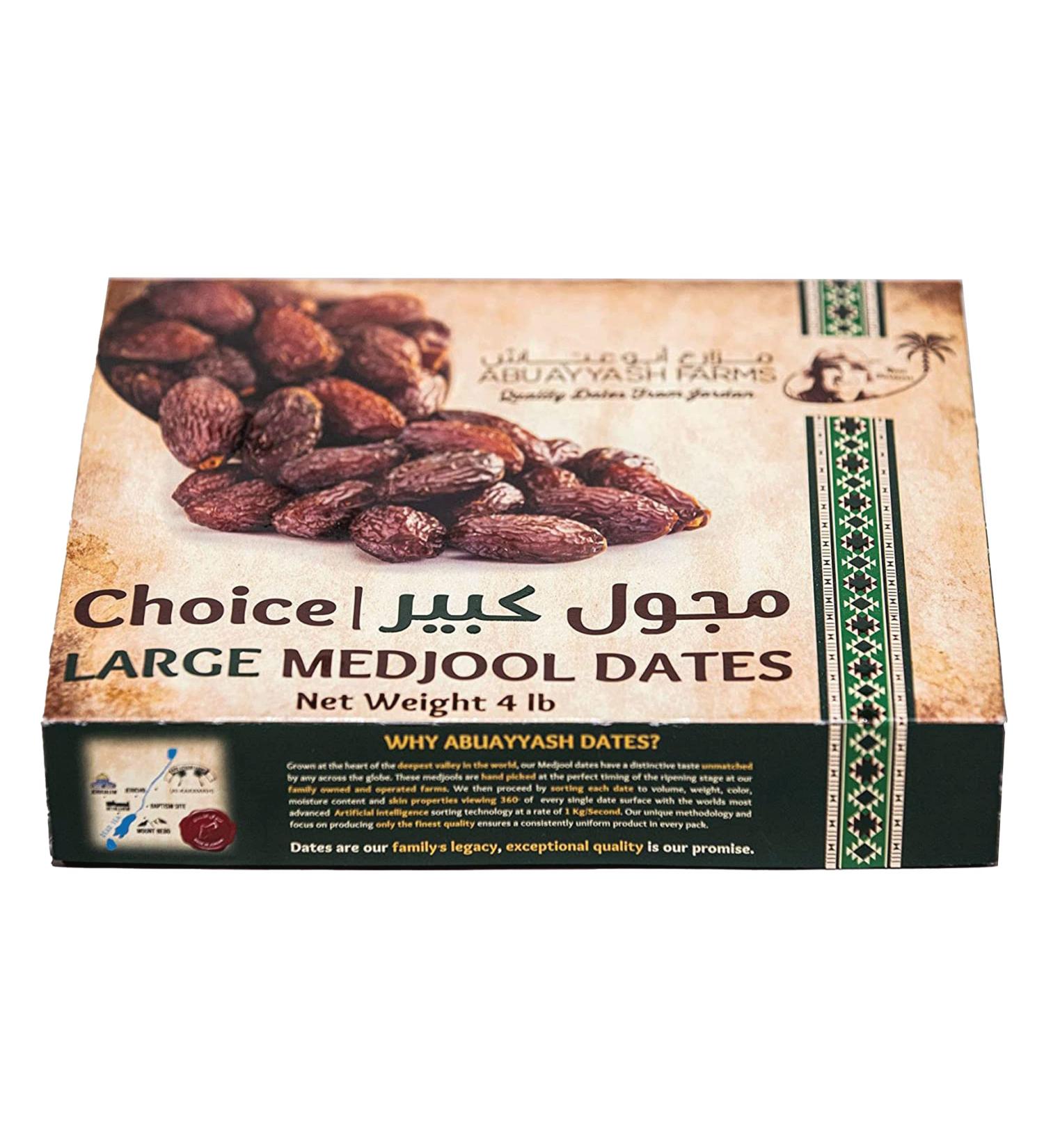 AbuAyyash Farms Large Choice Medjool Dates - 4 Pound Box | Fresh and Delicious - Buy Online on SooperMarket.com
