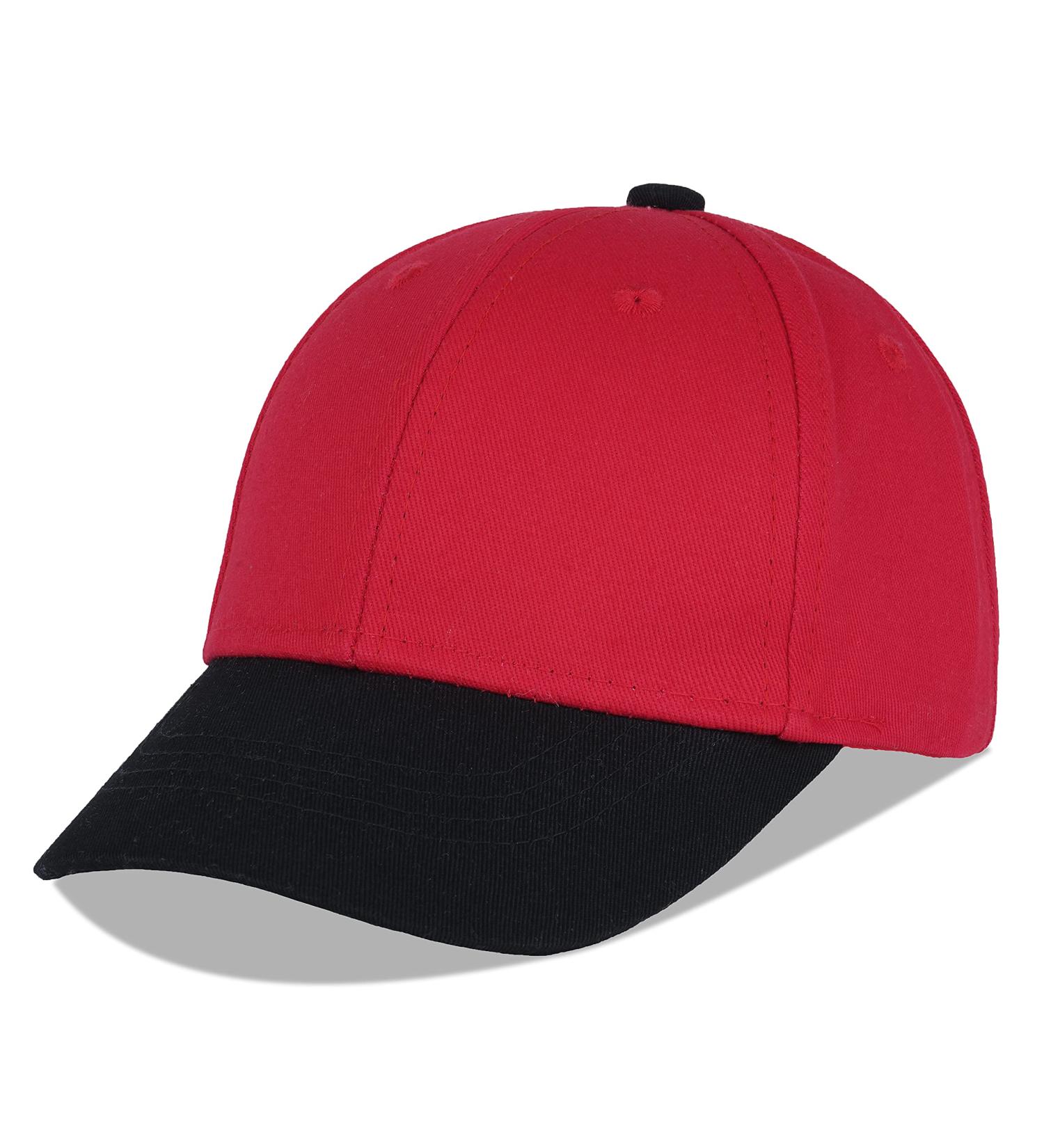 LANGZHEN 100% Cotton Kids Baseball Cap Hat | Adjustable Sun Hat for Girls Boys 2-4 Years | Black Red - Buy Online on SooperMarket.com