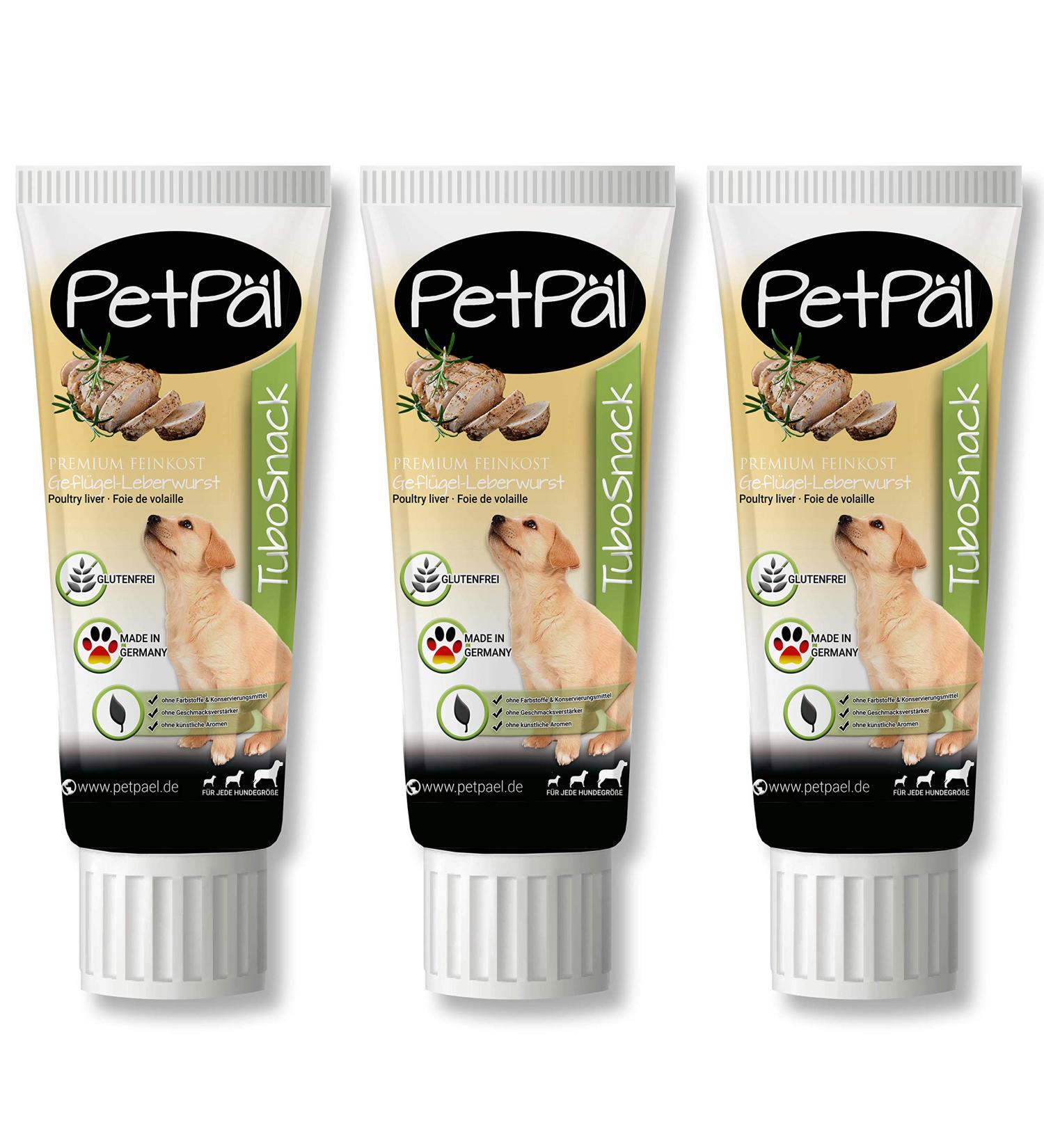 Petp l Dog Poultry Liver Sausage Tubosnack - Premium Grain-Free Low-Fat Treats for Dogs & Puppies (3x75g) - Healthy Delicious Made in Germany - Buy Online on SooperMarket.com