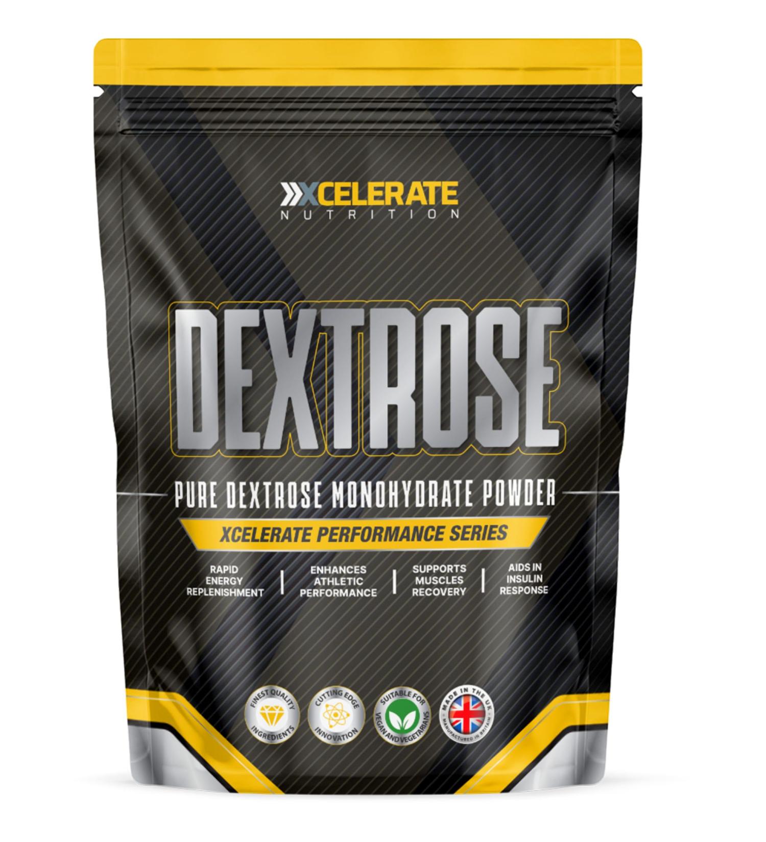 Pure Dextrose Powder 5kg - Carbohydrate Supplement - Energy Supply Glycogen Restore - Unflavoured XCelerate Nutrition White 5 kg (Pack of 1)