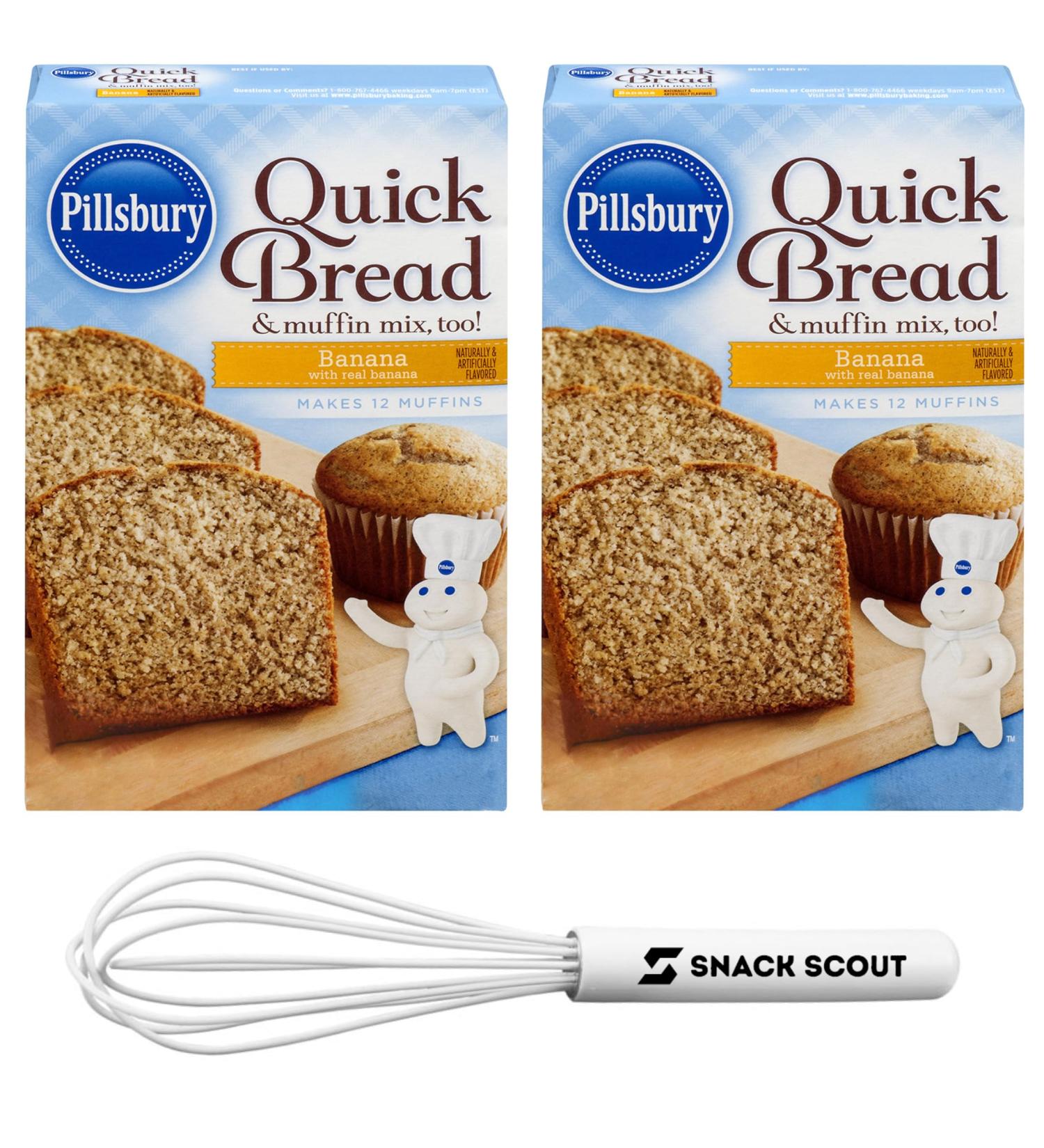 Pillsbury Quick Bread Banana Bread and Muffin Mix 14 Oz (Pack of 2) Bundle With Snack Scout Whisk - Buy Online on SooperMarket.com