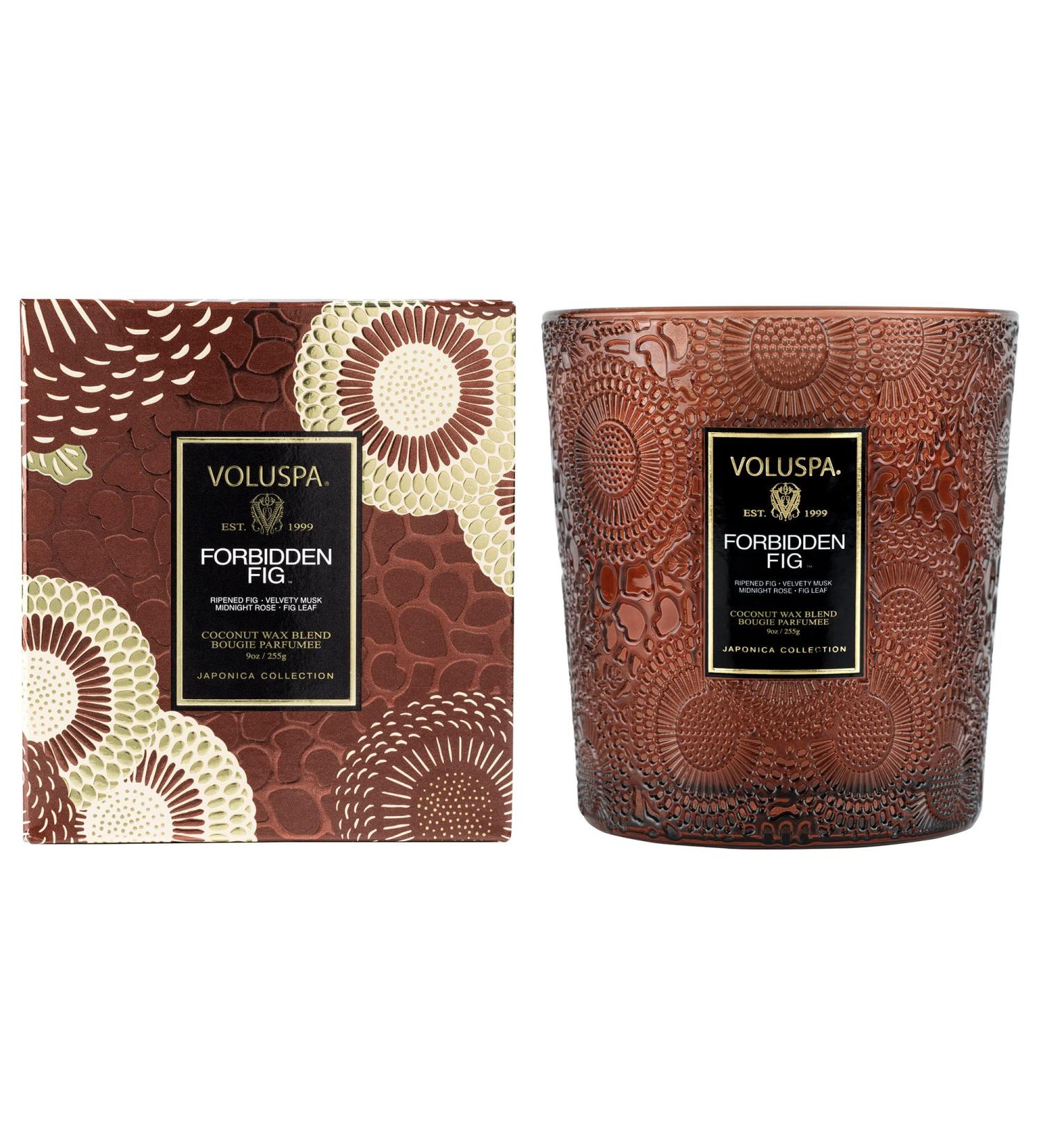 Voluspa Forbidden Fig Candle 9oz | Vegan Coconut Wax | 60 Hour Burn | Classic Boxed Gift | International Shipping - Buy Online on SooperMarket.com