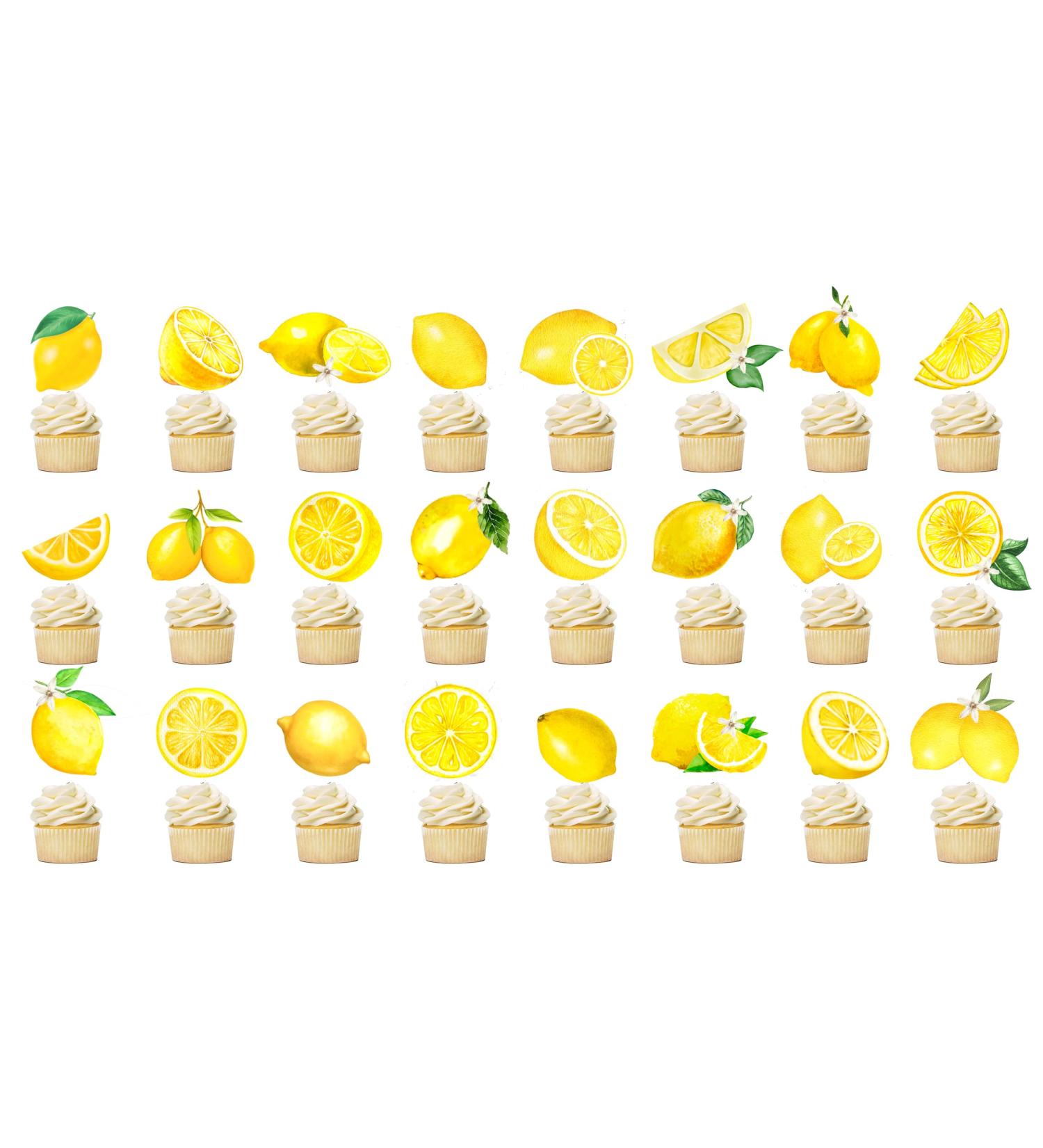 48pcs Lemon Dessert Cupcake Topper Summer Main Squeeze Party Theme Decor for Lemonade Engagament Party Baby Shower Birthday Party Cake Decorations Supplies - Buy Online on SooperMarket.com