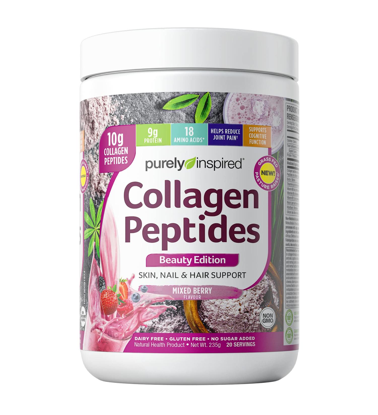 Purely Inspired Collagen Powder Purely Inspired Collagen Peptides Powder Beauty Supports Skin Hair and Nail Joint Pain Support Mixed Berry 20 Servings Mixed Berry 20 Servings (Pack of 1) - Buy Online on SooperMarket.com